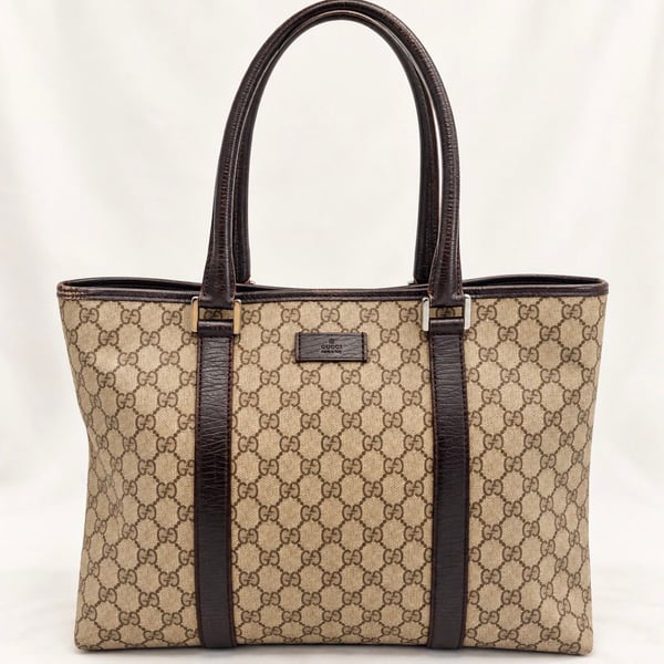 Gucci GG Supreme Joy Tote Large Beige Brown Monogram Shoulder Bag 114288
