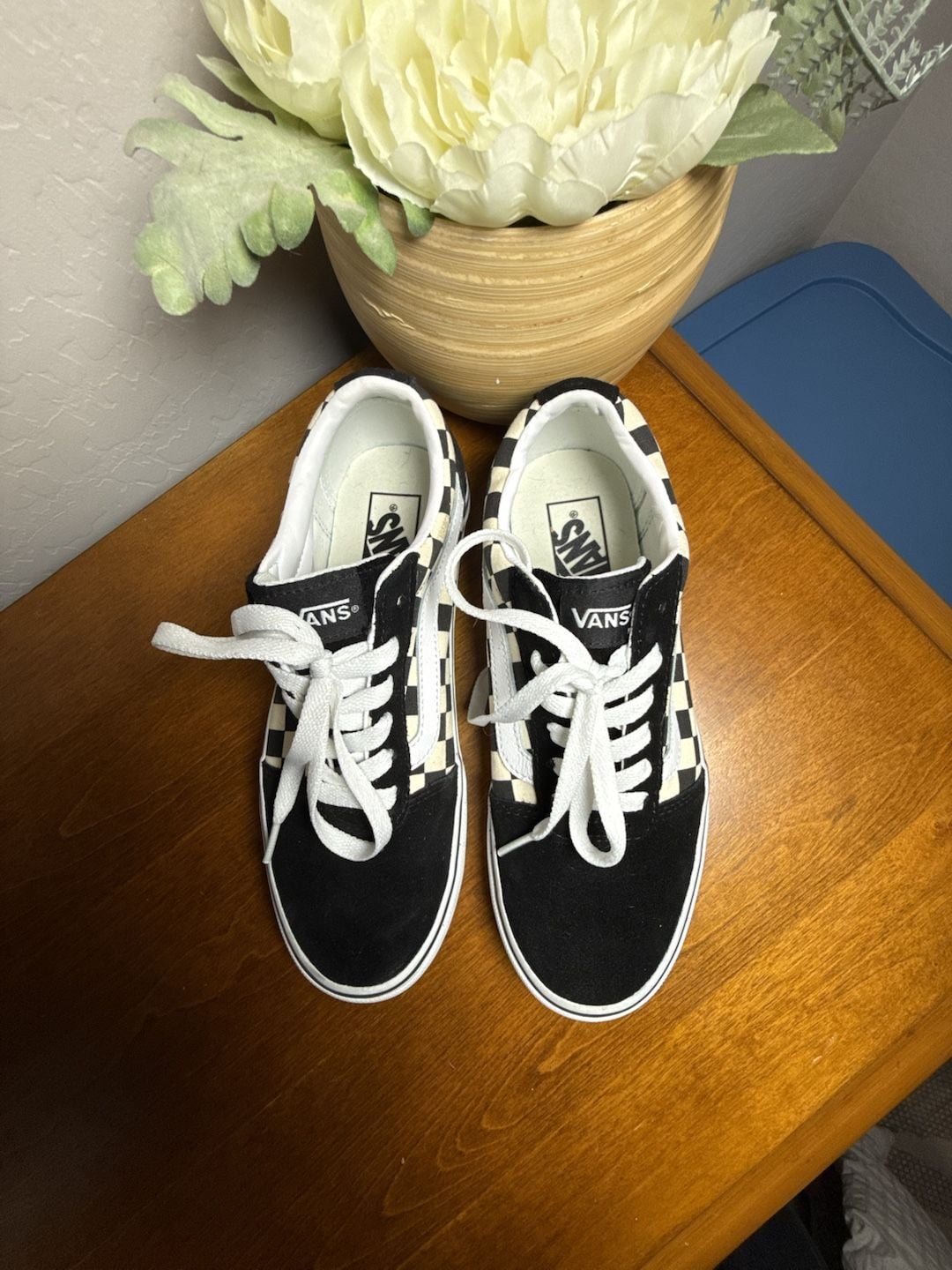 NWOT Vans Old Skool Checkerboard Black White Suede Women's Size 7.5 2