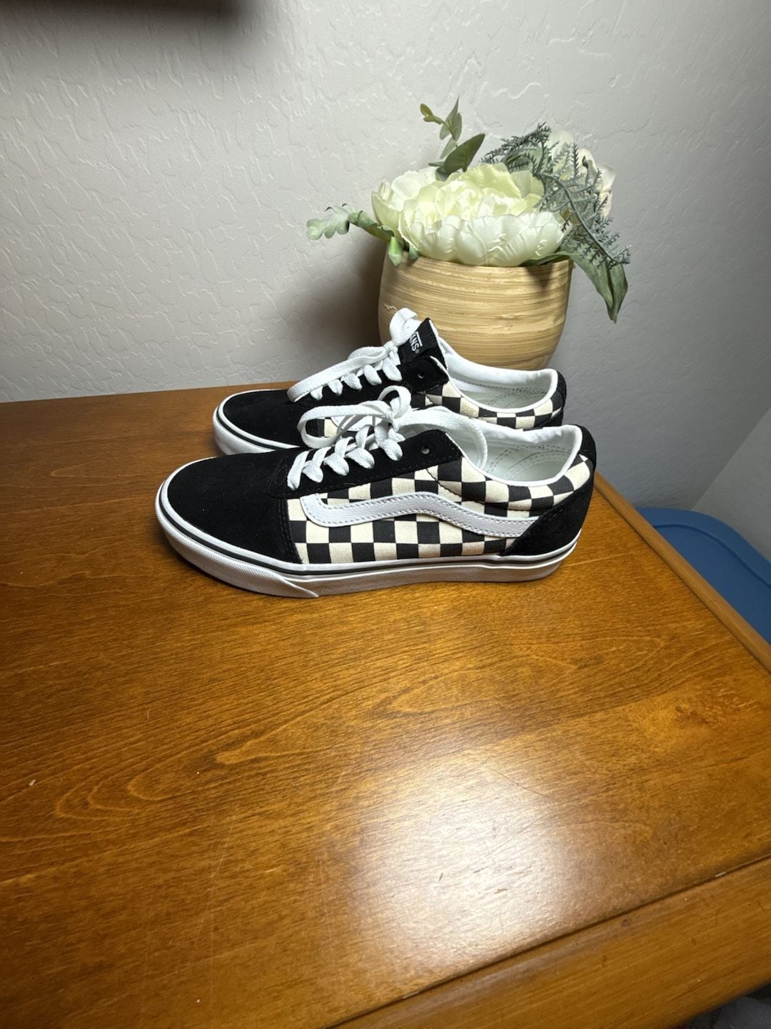NWOT Vans Old Skool Checkerboard Black White Suede Women's Size 7.5 3