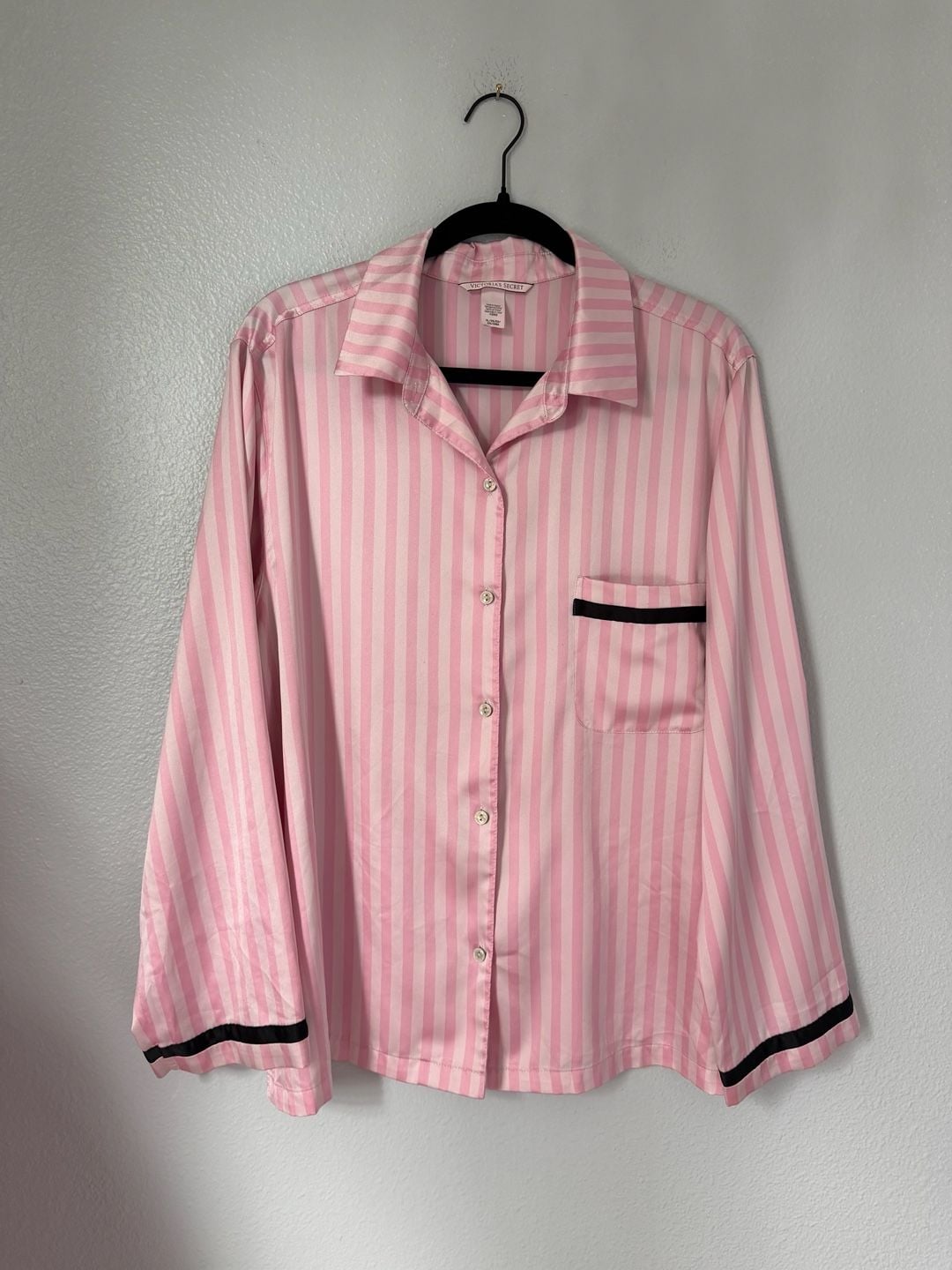 Victoria's Secret Satin Pajama Set Size XL Pink Striped 2