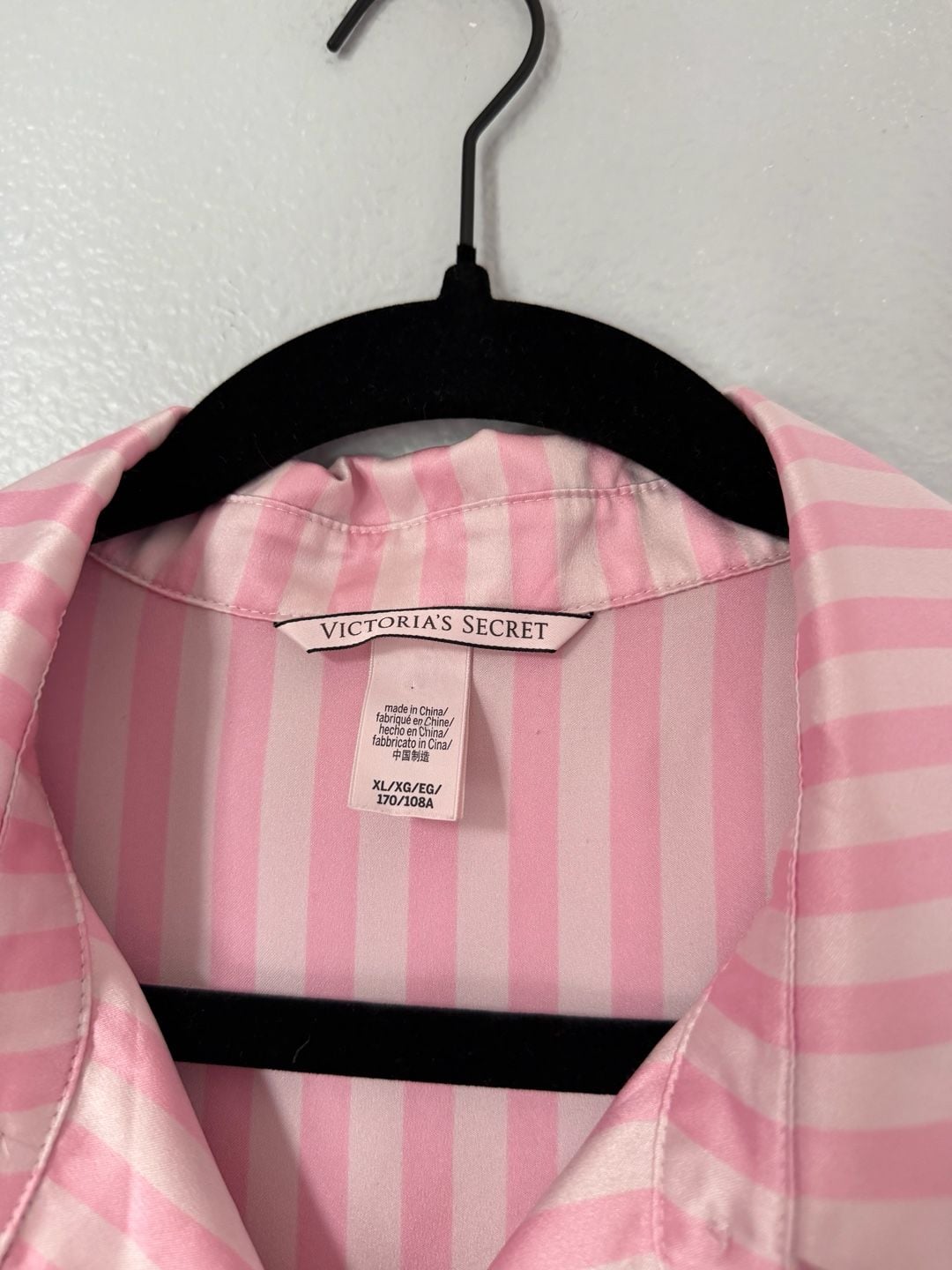Victoria's Secret Satin Pajama Set Size XL Pink Striped 6