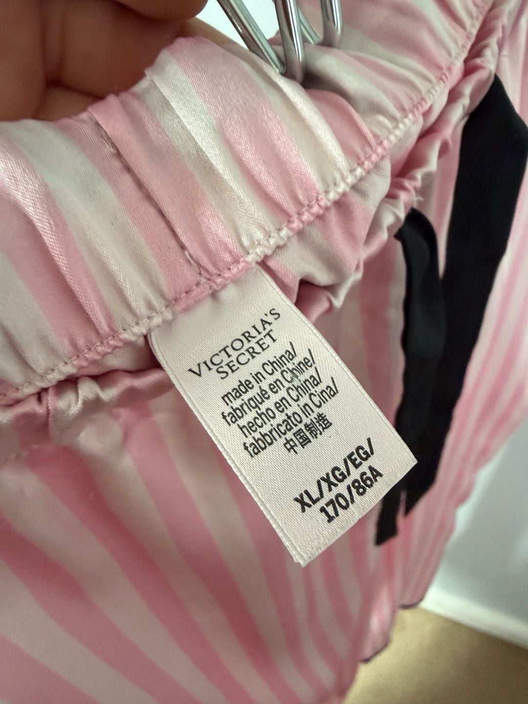Victoria's Secret Satin Pajama Set Size XL Pink Striped 7