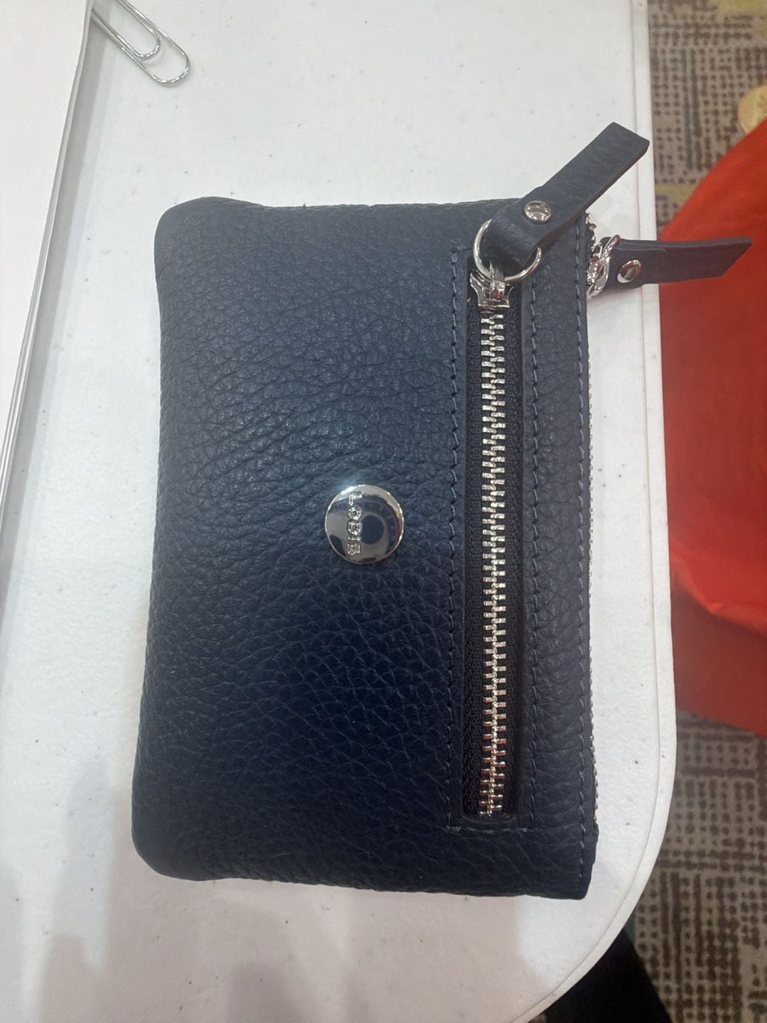Lodis Black Pebbled Leather Zip Wallet Card Case 2