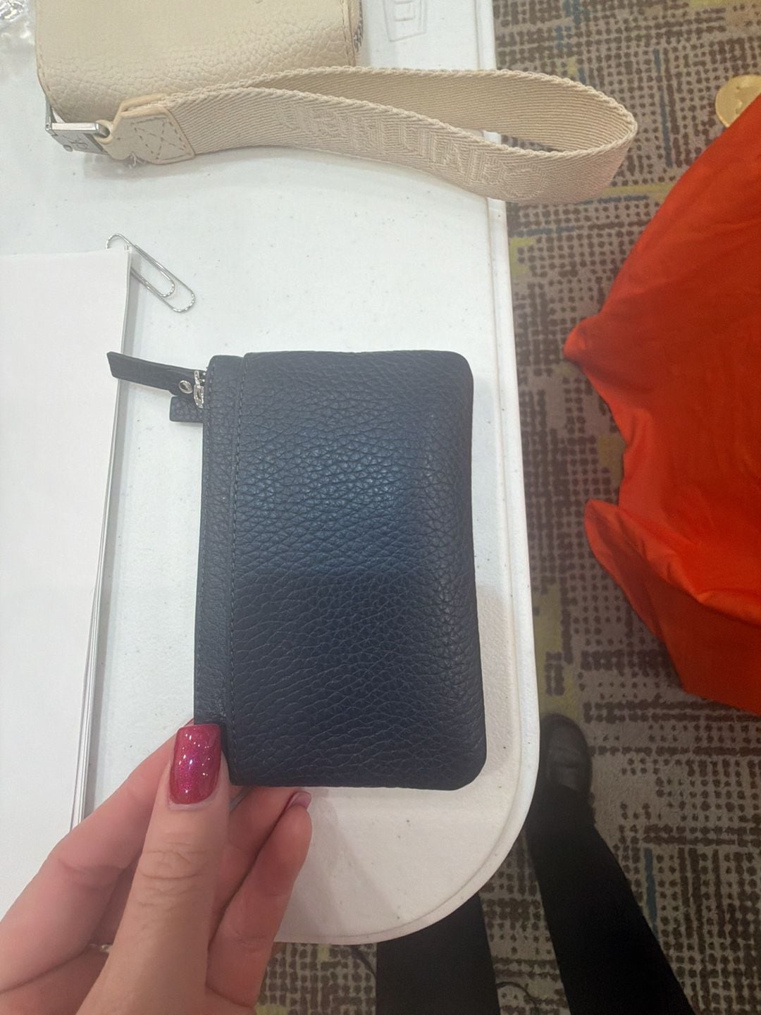 Lodis Black Pebbled Leather Zip Wallet Card Case 3