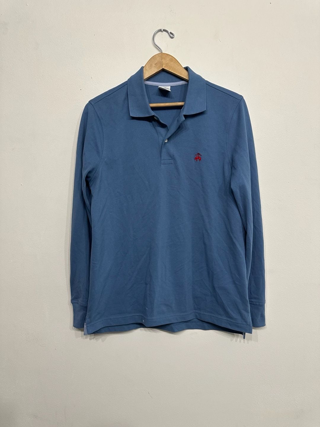 Brooks Brothers Slim Fit Long Sleeve Polo Shirt Blue Cotton Size M 2