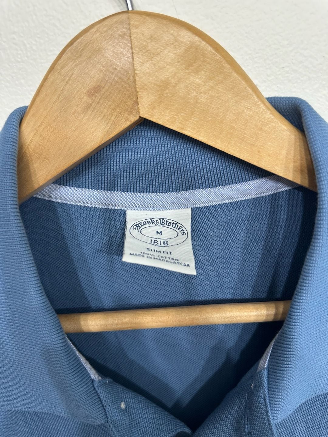 Brooks Brothers Slim Fit Long Sleeve Polo Shirt Blue Cotton Size M 4