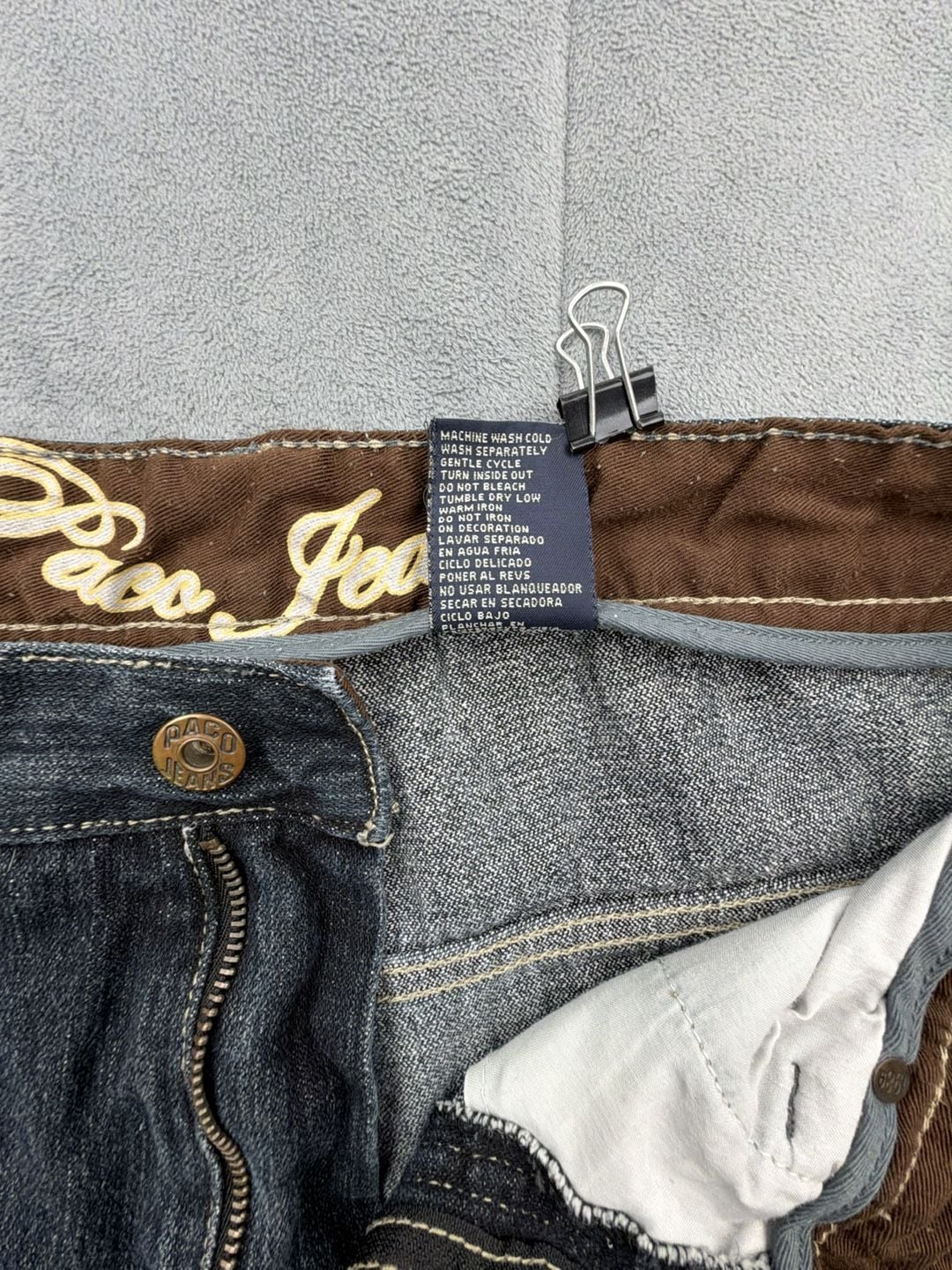Paco Jeans Embroidered Baggy Dark Wash Denim Pants Y2K distressed 13