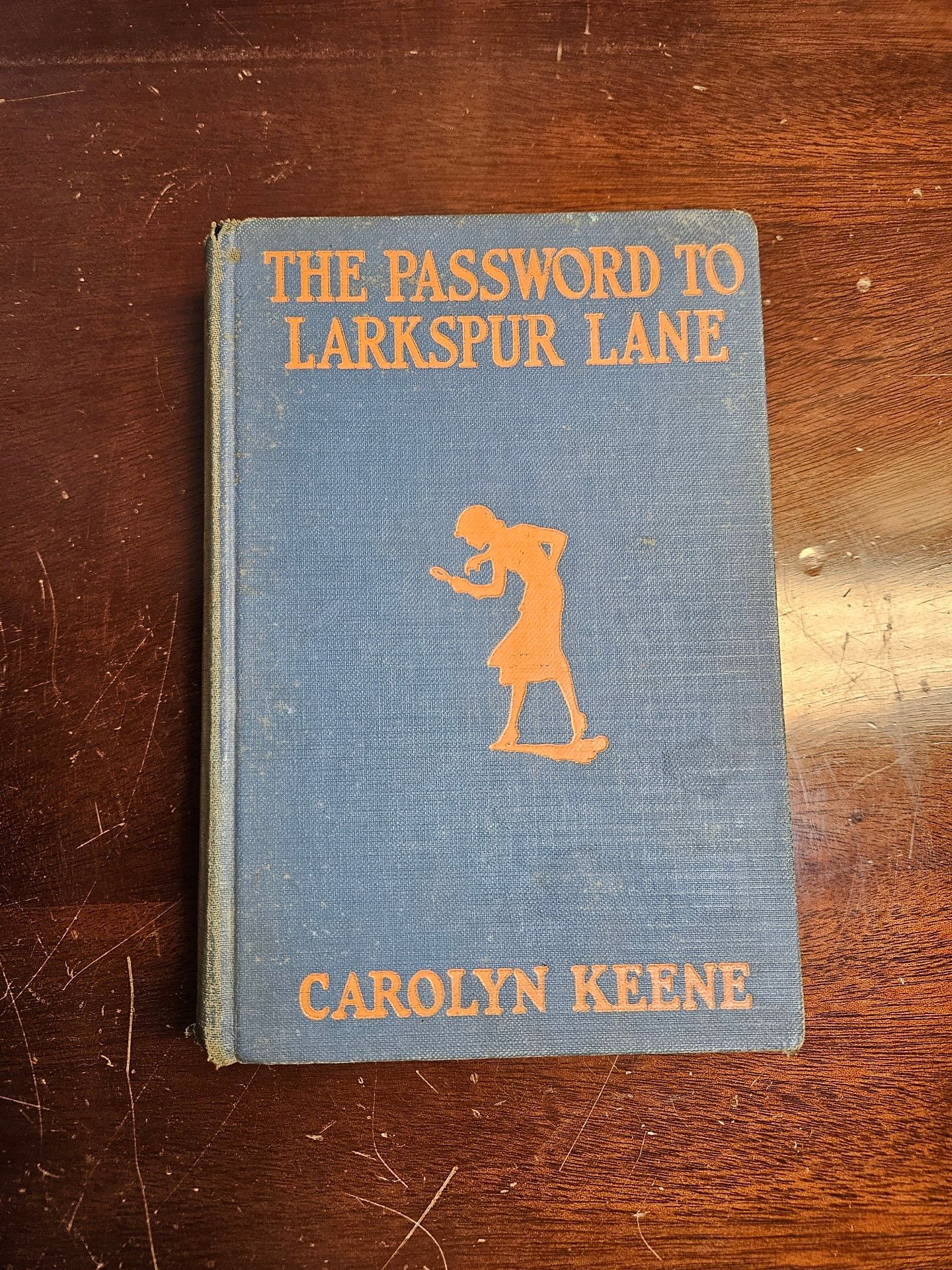 Nancy Drew Password to Larkspur Lane 1933 Early Printing Blue Orange Silhouette hardcover 1