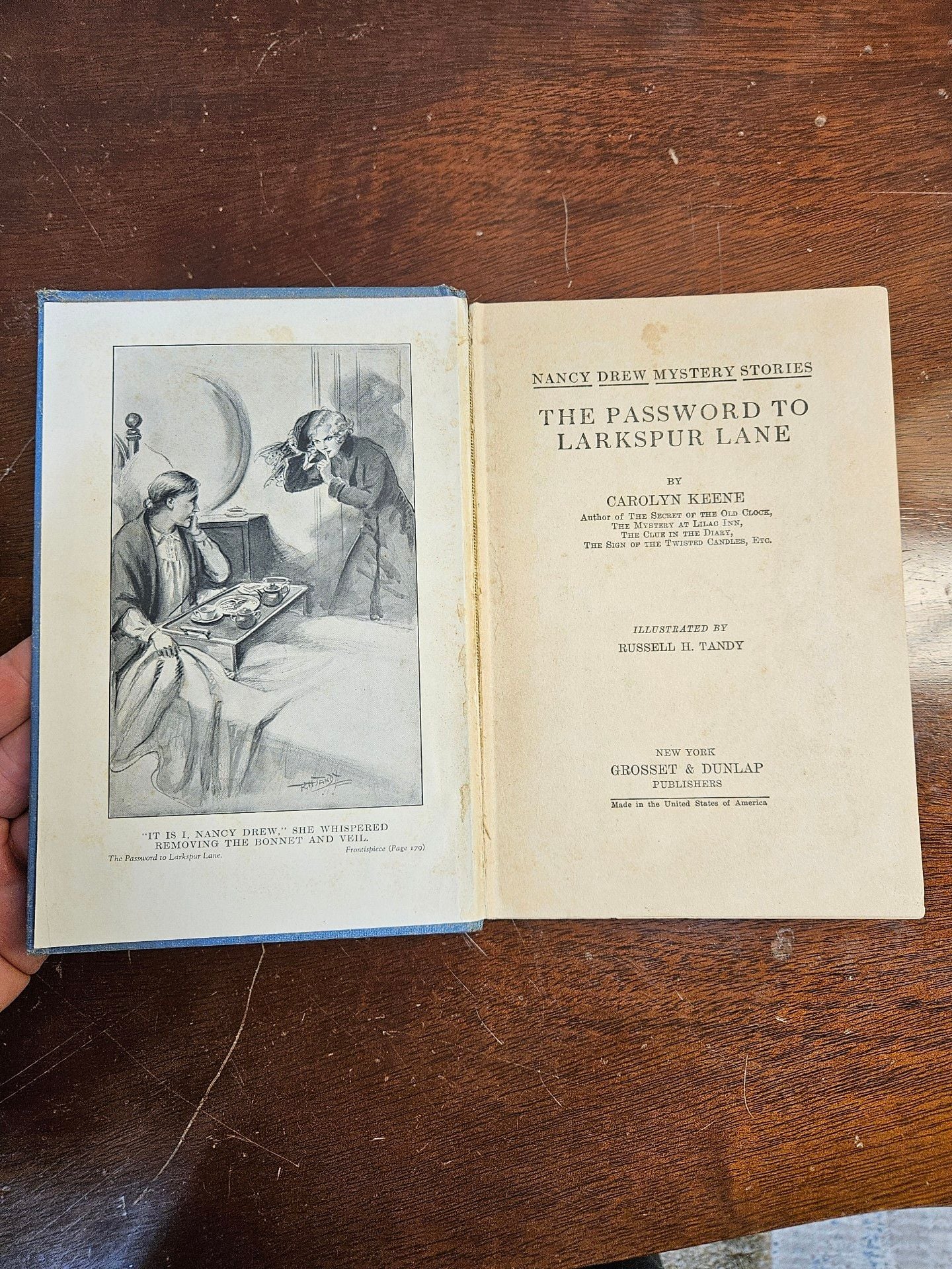 Nancy Drew Password to Larkspur Lane 1933 Early Printing Blue Orange Silhouette hardcover 3