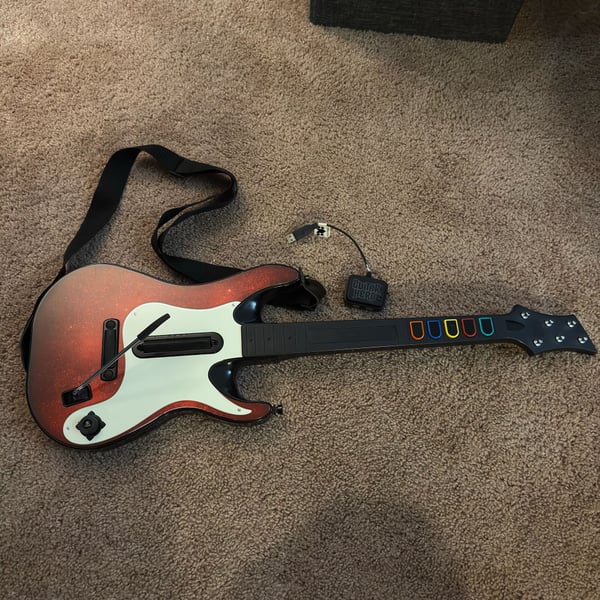 Guitar Hero 5 Wireless Guitar Red Controller PlayStation 3 W/ Dongle