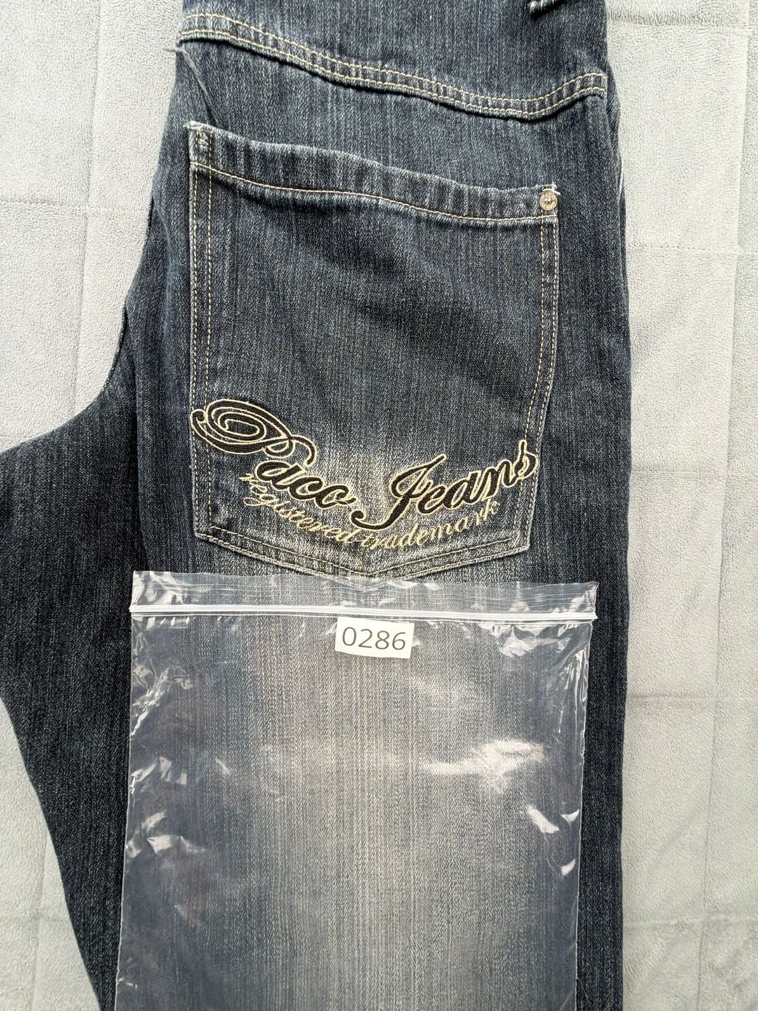 Paco Jeans Embroidered Baggy Dark Wash Denim Pants Y2K distressed 14