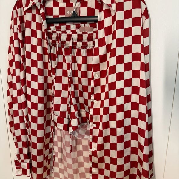 Show Me Your Mumu Early Riser PJ Size XS Red Checkered Pajamas