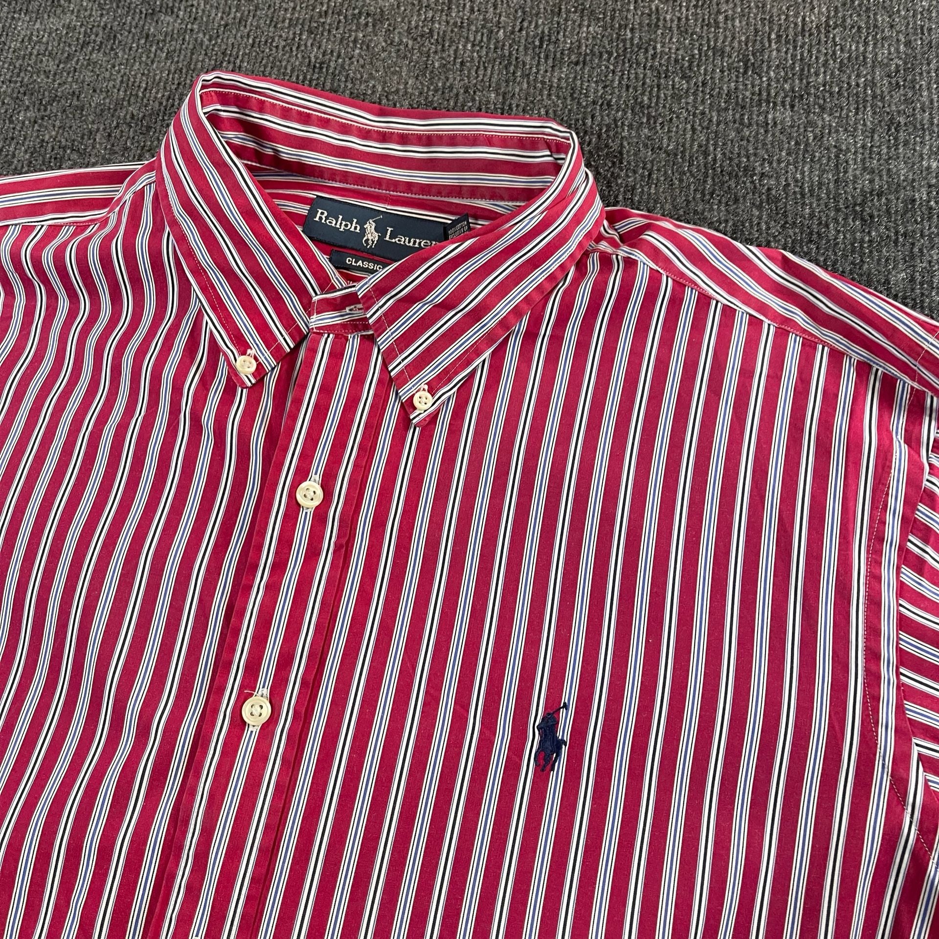 Ralph Lauren Classic Fit Shirt XL Red Striped Long Sleeve 2