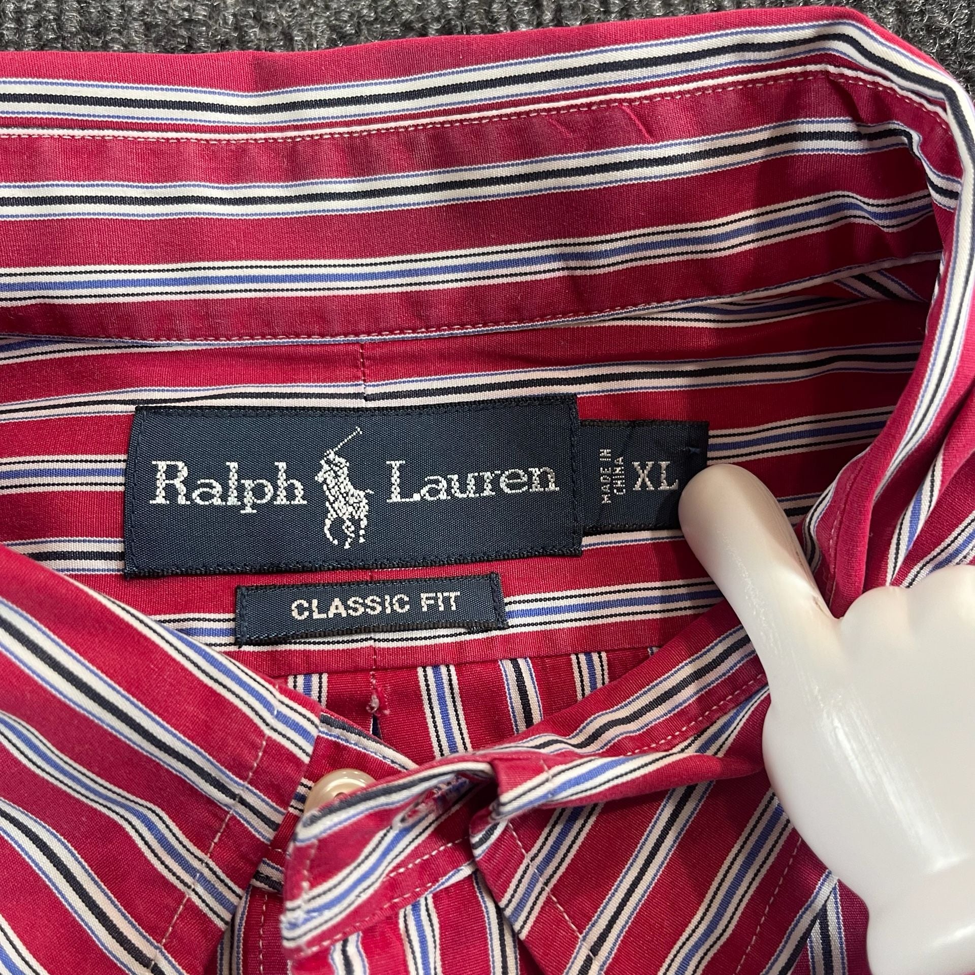 Ralph Lauren Classic Fit Shirt XL Red Striped Long Sleeve 4