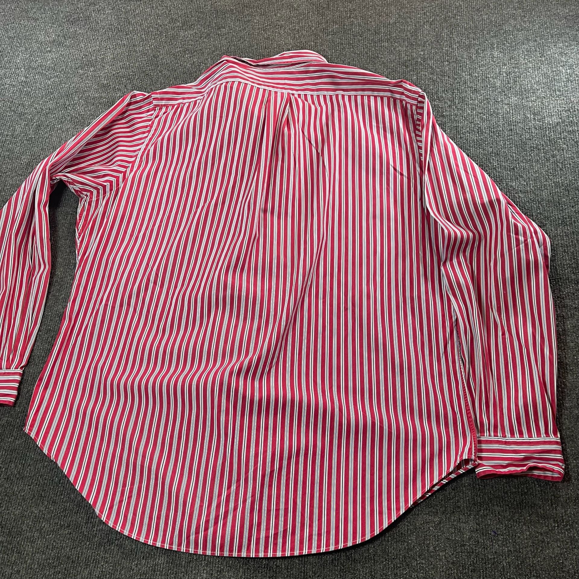 Ralph Lauren Classic Fit Shirt XL Red Striped Long Sleeve 5