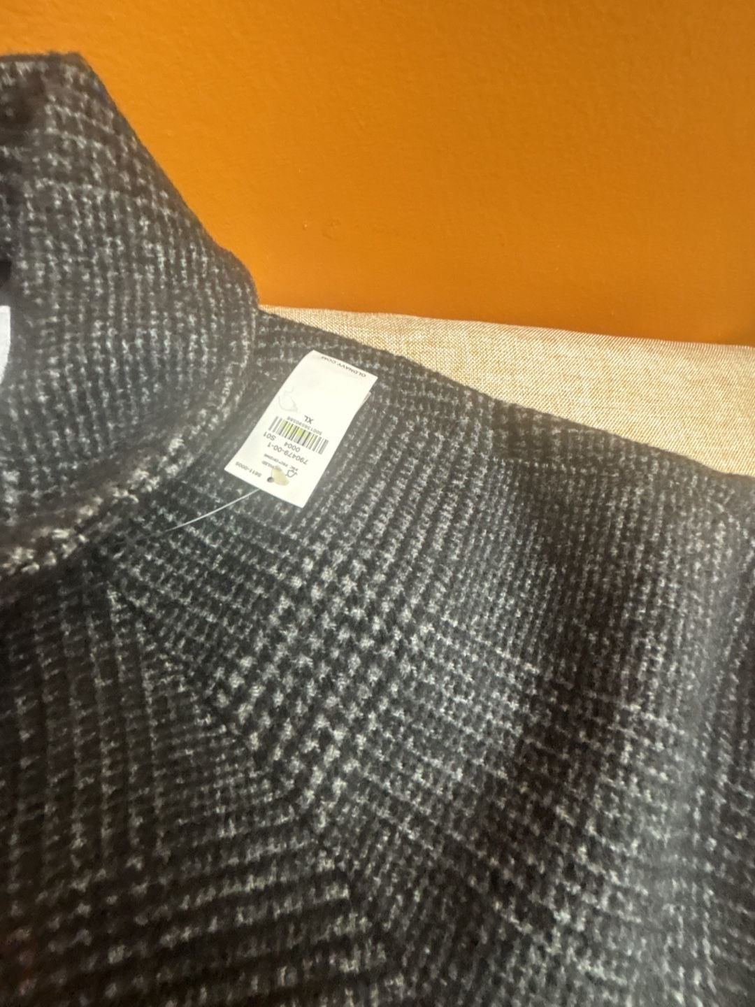 Old Navy Car Coat Size XL Black and White Plaid Wool Blend Jacket 4