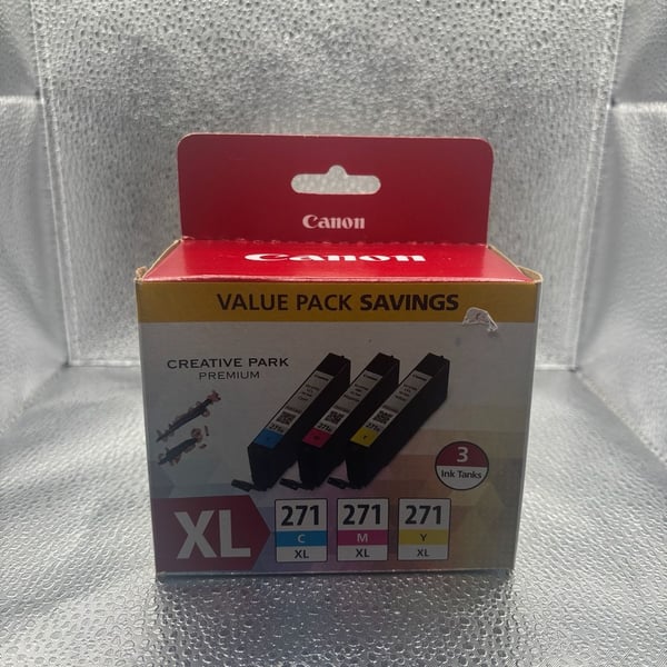 Canon CLI-271XL Ink Cartridges Cyan Magenta Yellow 3-Pack High-Yield