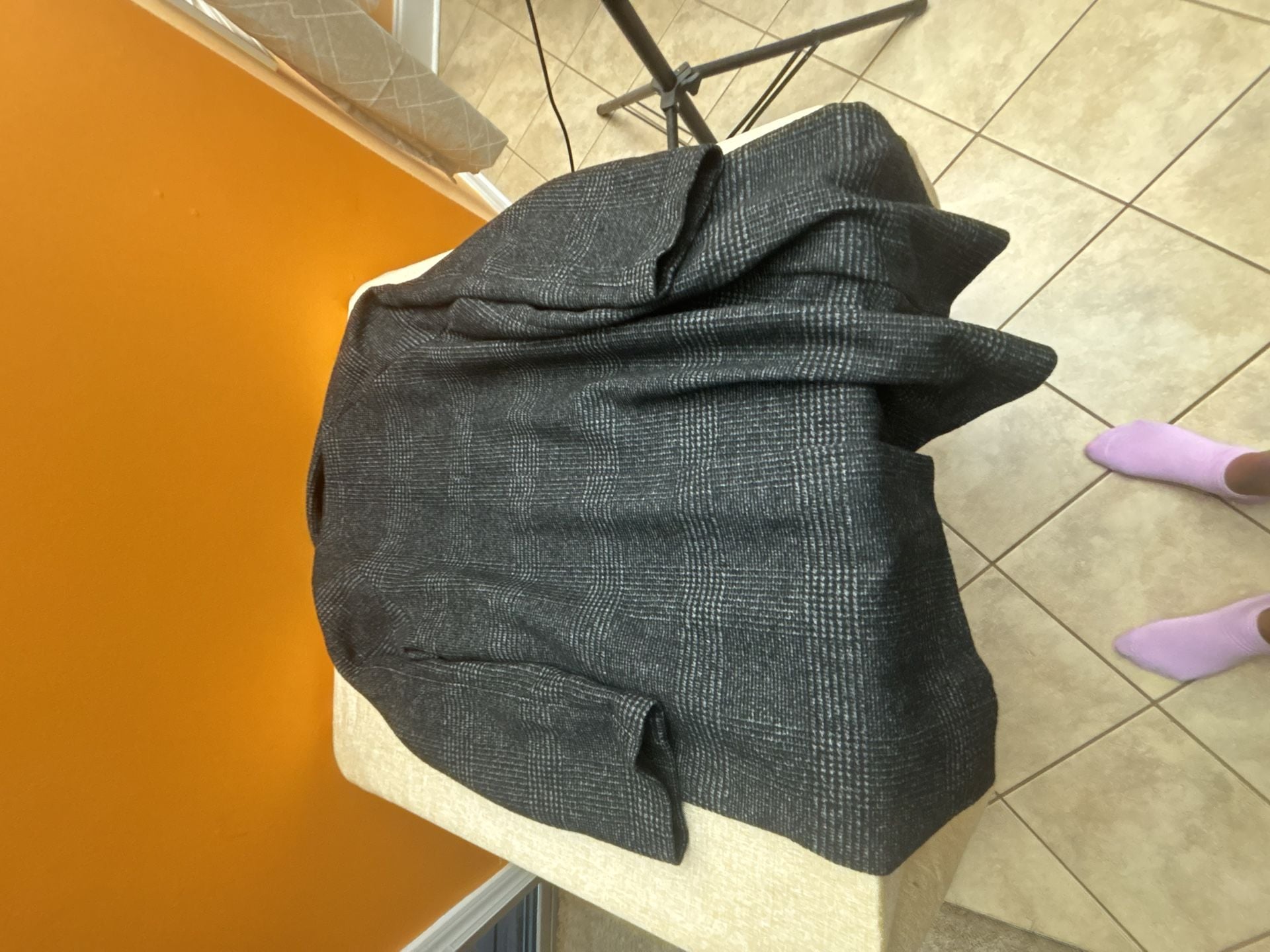 Old Navy Car Coat Size XL Black and White Plaid Wool Blend Jacket 9