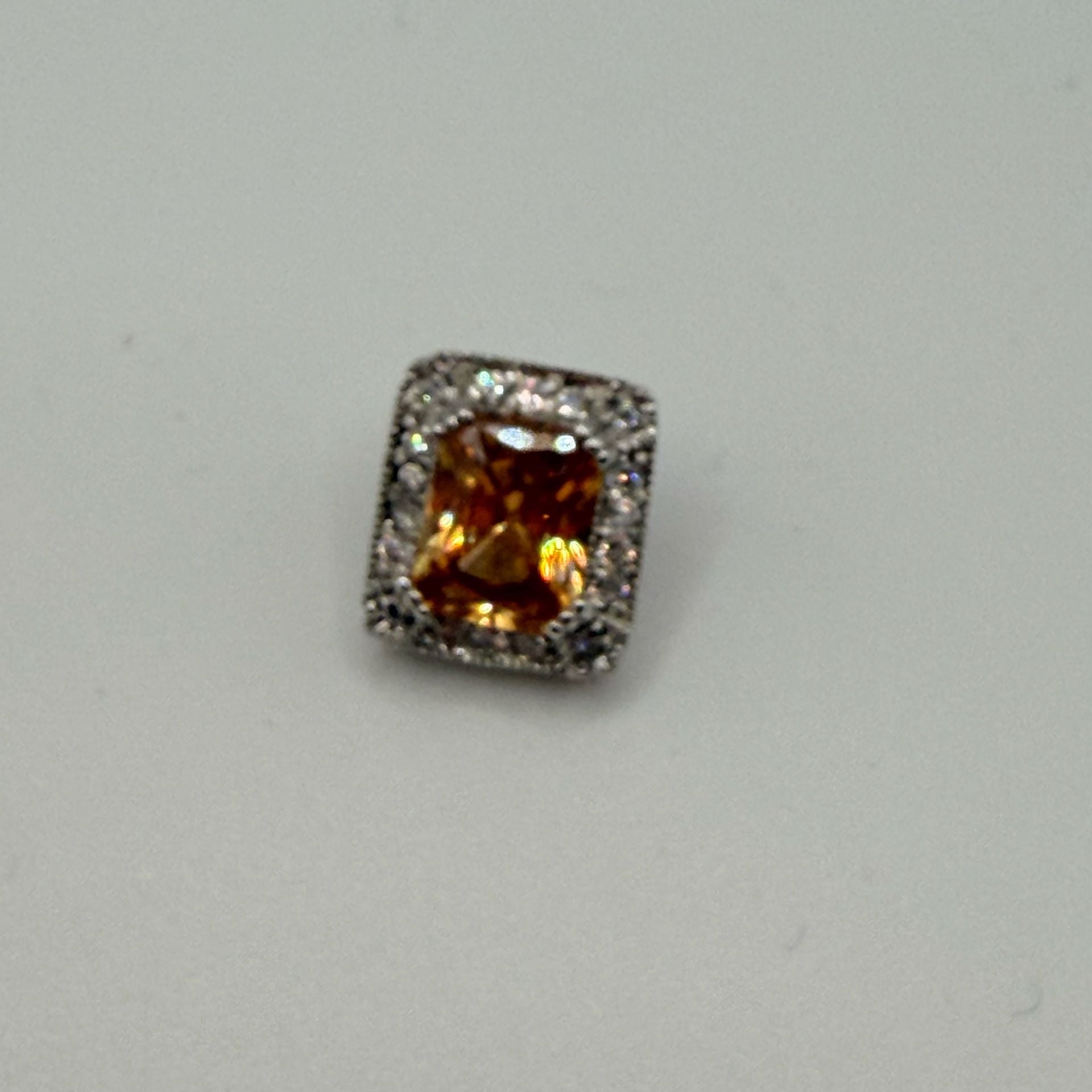 Sterling Silver Yellow Stone Halo Stud Earring 1 only 2