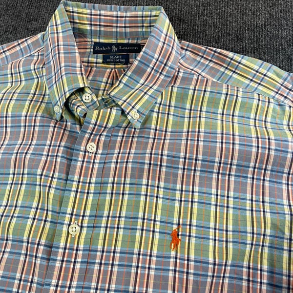 Ralph Lauren Blake Shirt Size L Plaid Cotton Short Sleeve