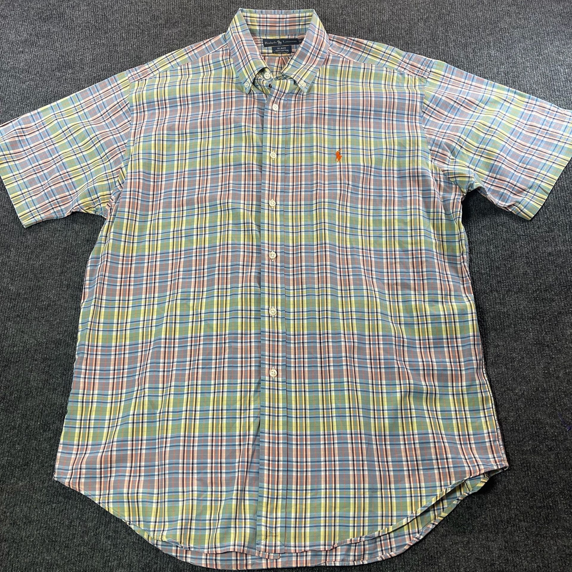 Ralph Lauren Blake Shirt Size L Plaid Cotton Short Sleeve 3