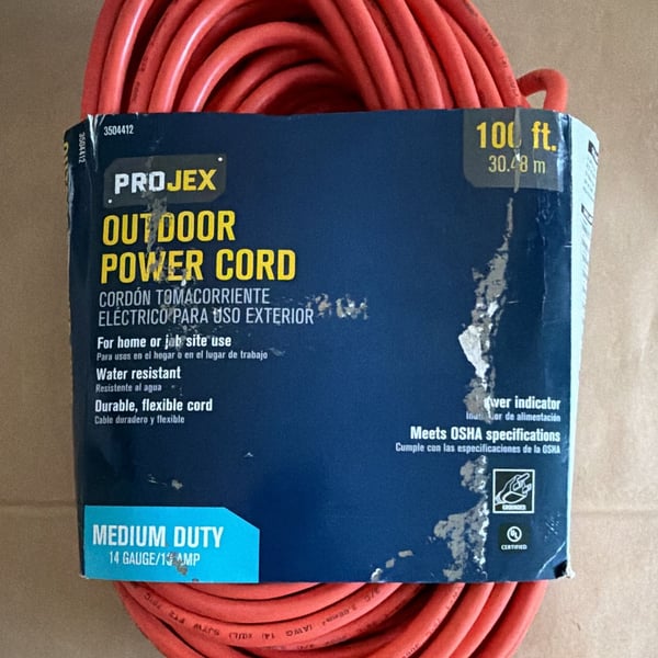 Projex Outdoor Power Cord 100 ft 14 Gauge 13 Amp