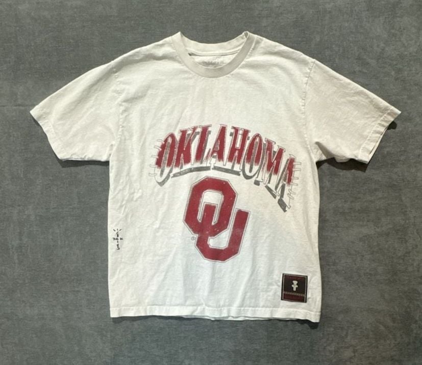 Travis Scott x Mitchell & Ness Ltd Edition University Of Oklahoma Tee Size L White 2