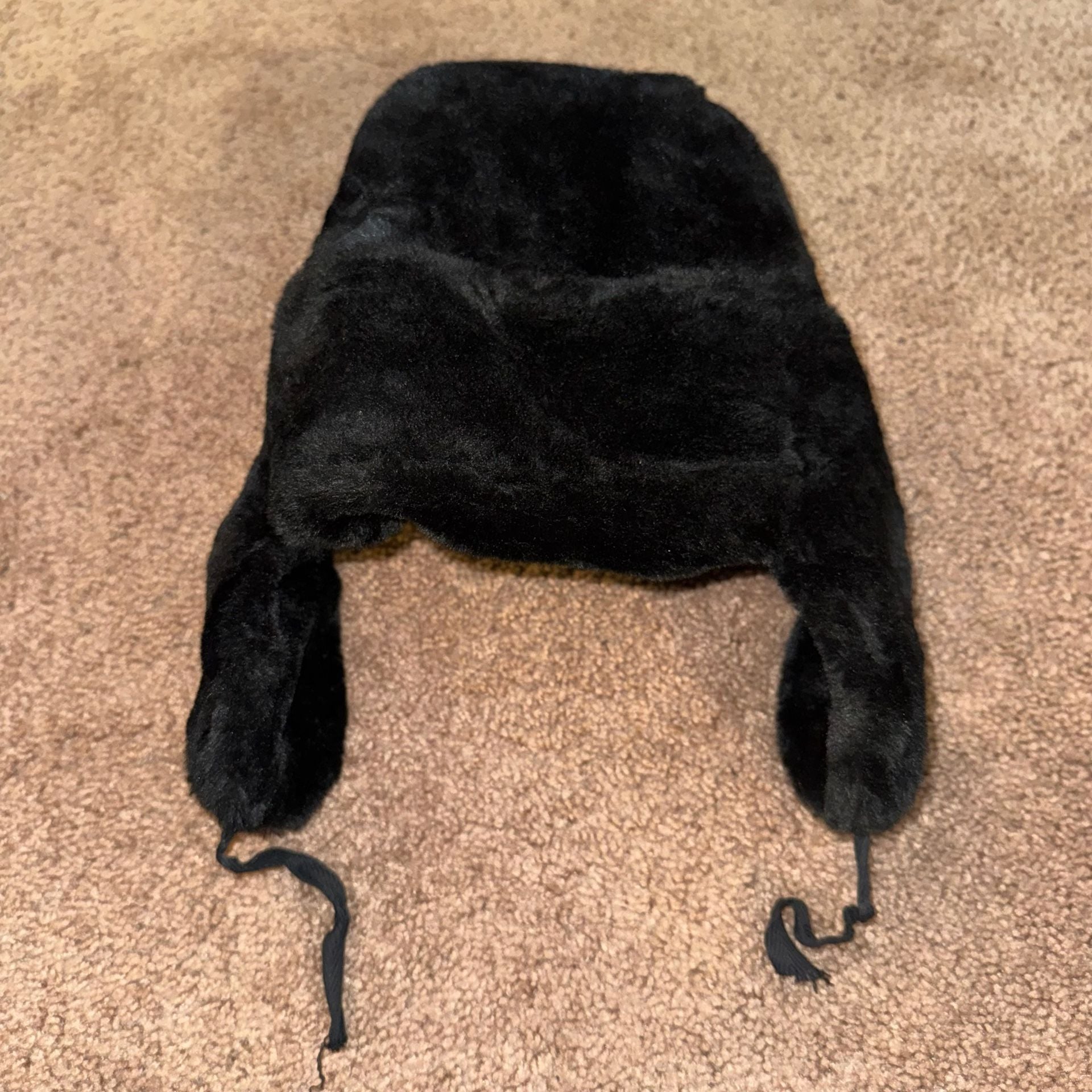 Vintage Russian Soviet Army Ushanka Winter Hat Size 59 Black Faux Fur 6