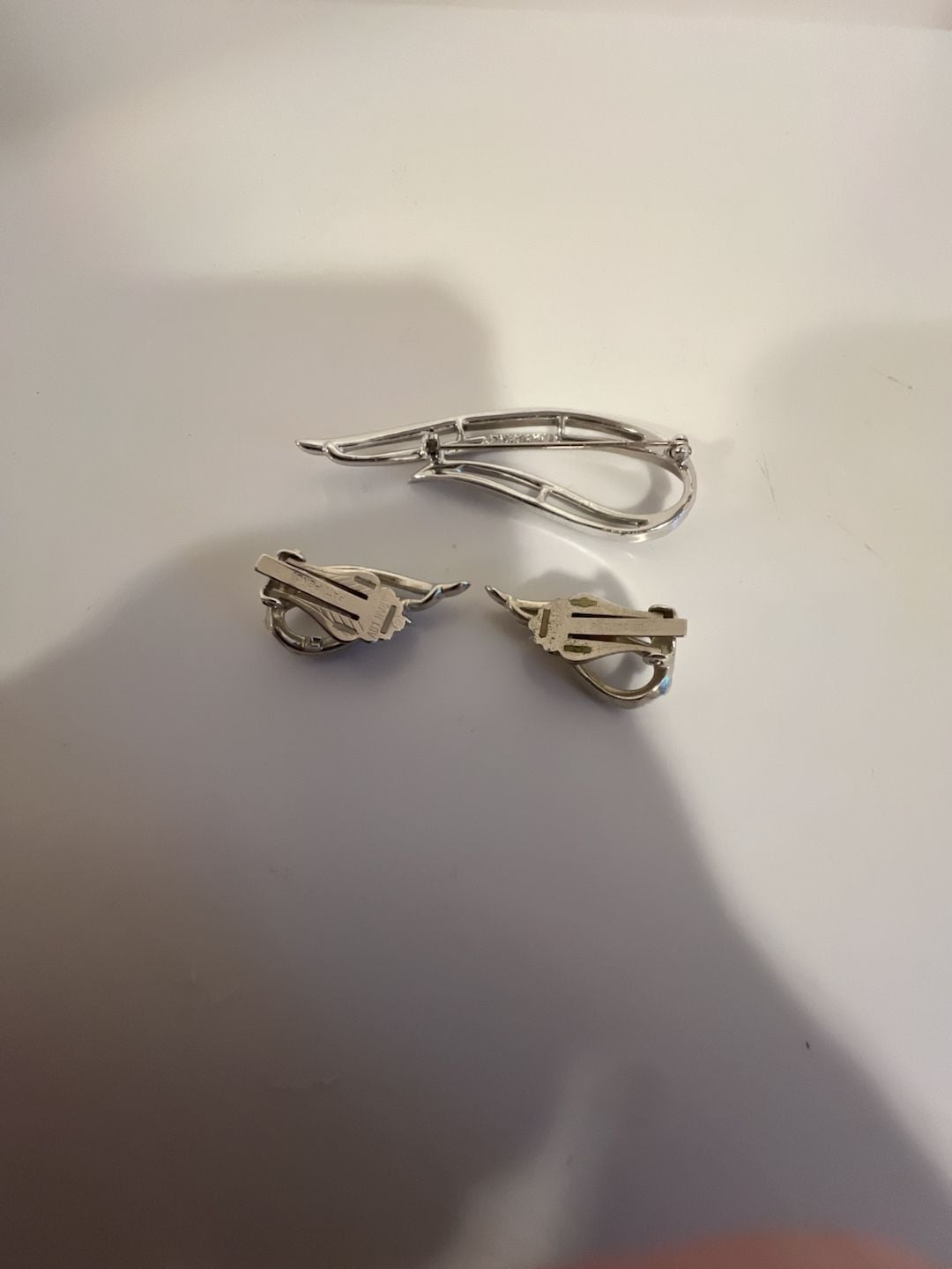 Sarah Coventry Silver-Tone Loop Brooch Pin and Clip-On Earrings Set 2