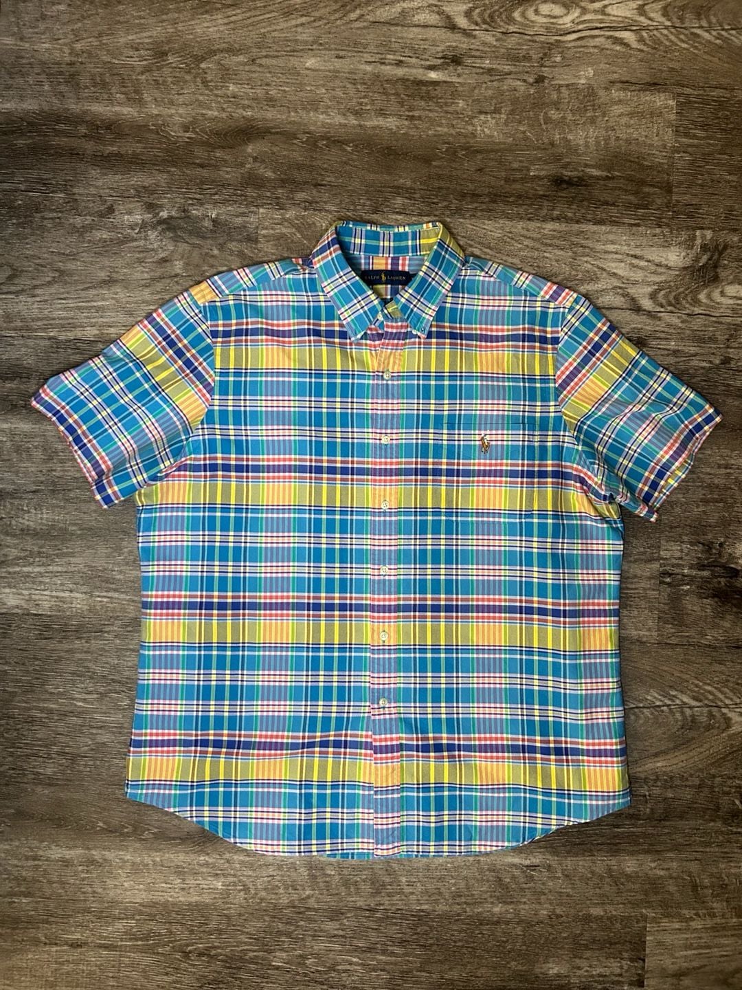 Ralph Lauren Plaid Short Sleeve Button Down Shirt Size XL 2