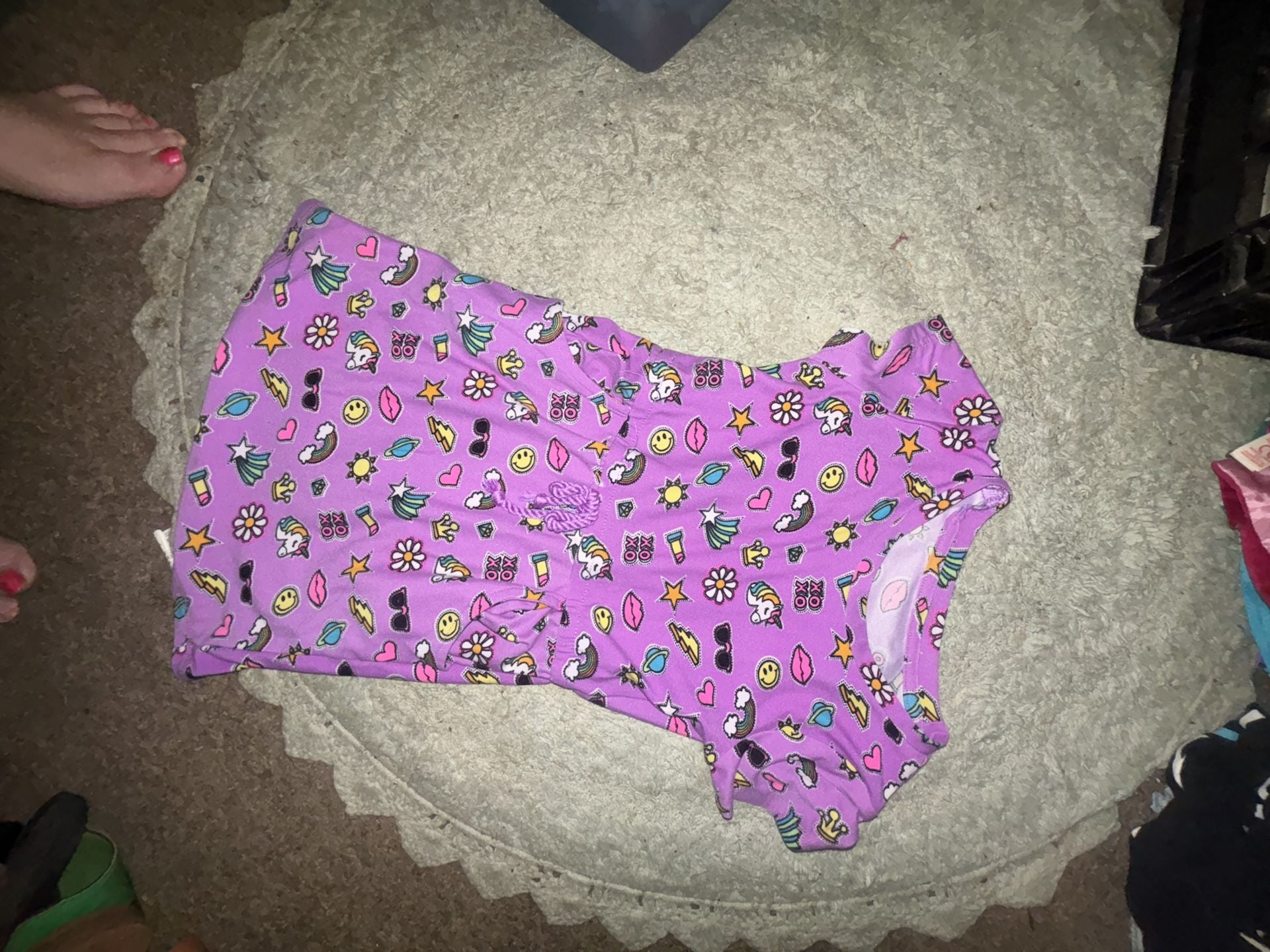 Kidgets Purple Emoji Print Dress Size 4T 3