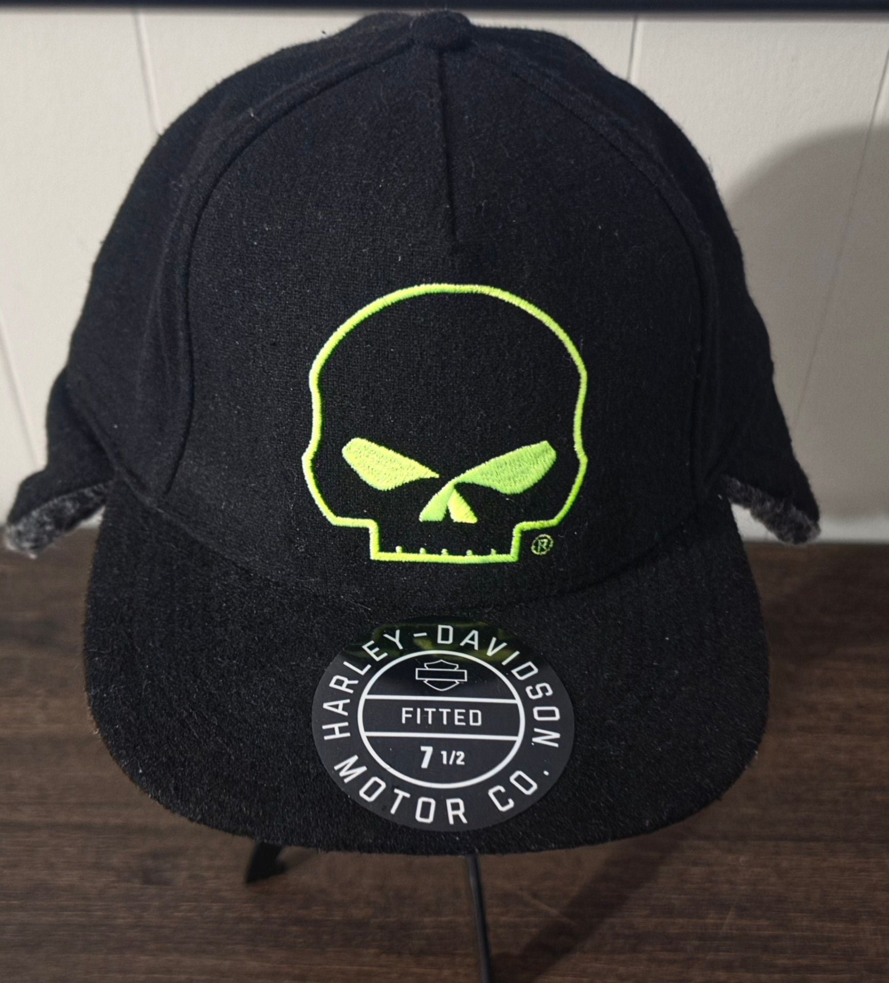 Harley-Davidson Willie G Skull Black Sherpa Ear Flap Fitted Hat 7 1/2 2