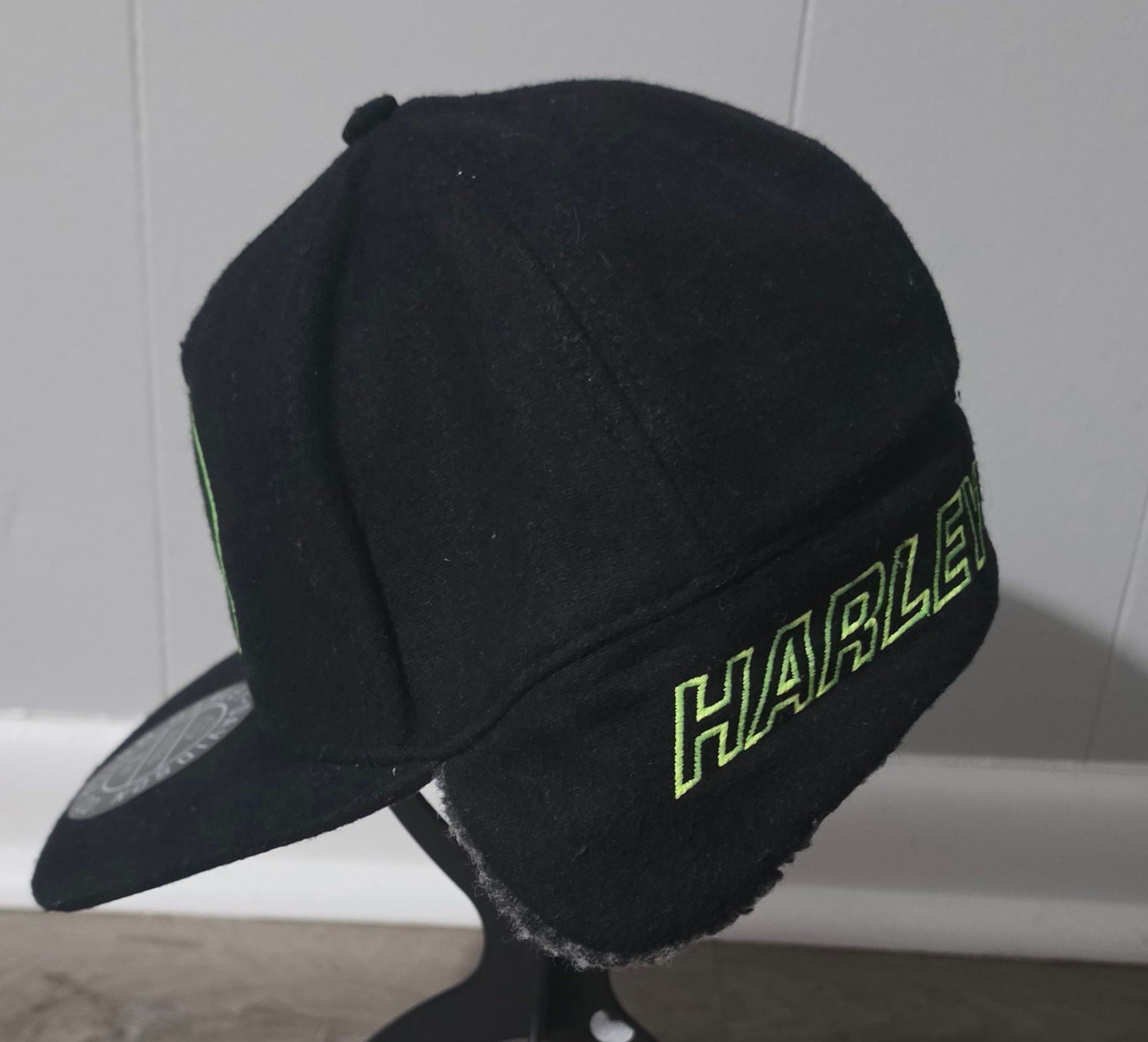 Harley-Davidson Willie G Skull Black Sherpa Ear Flap Fitted Hat 7 1/2 5
