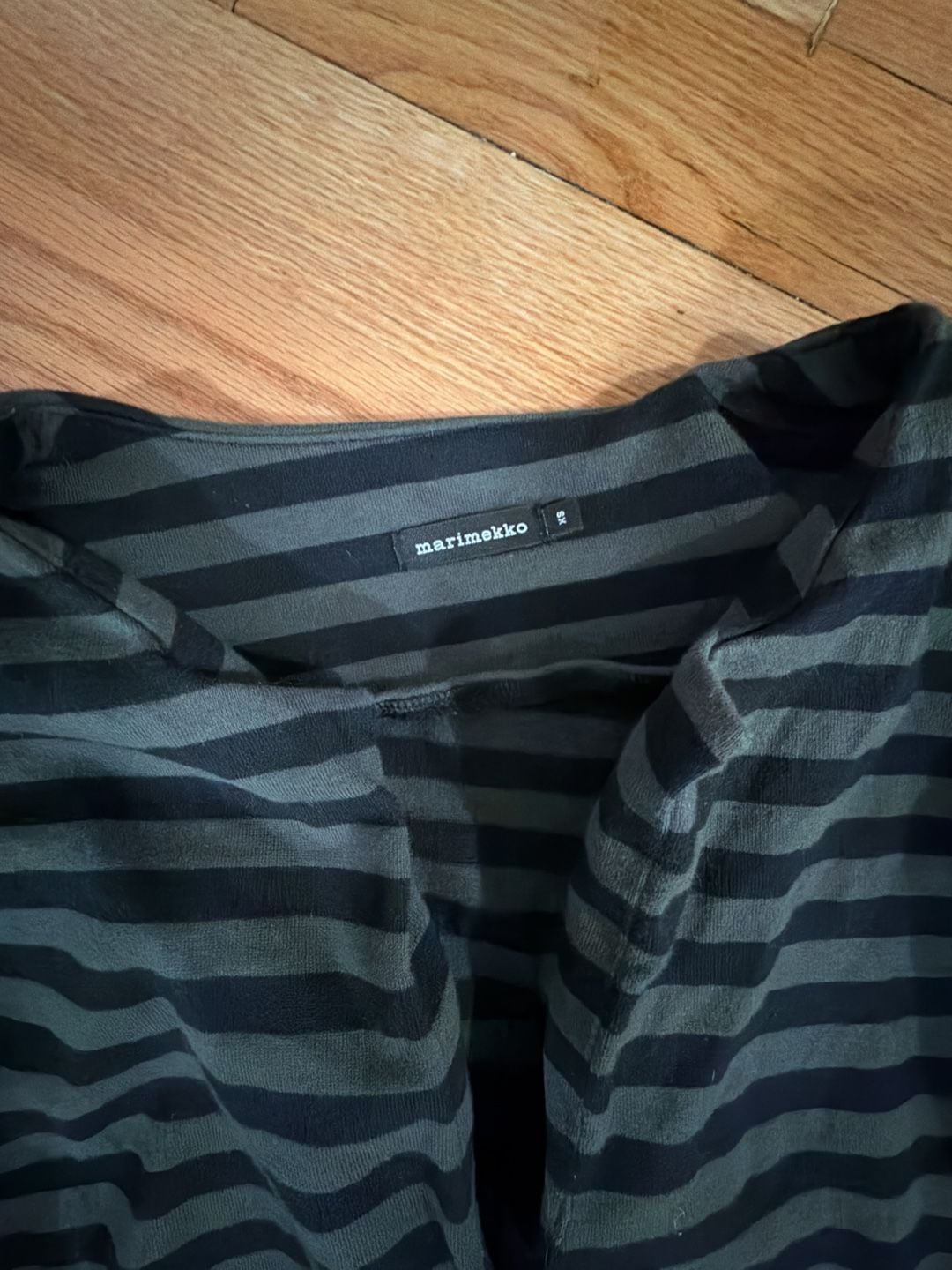Marimekko Striped Long Sleeve Top Size XS Black Green 2