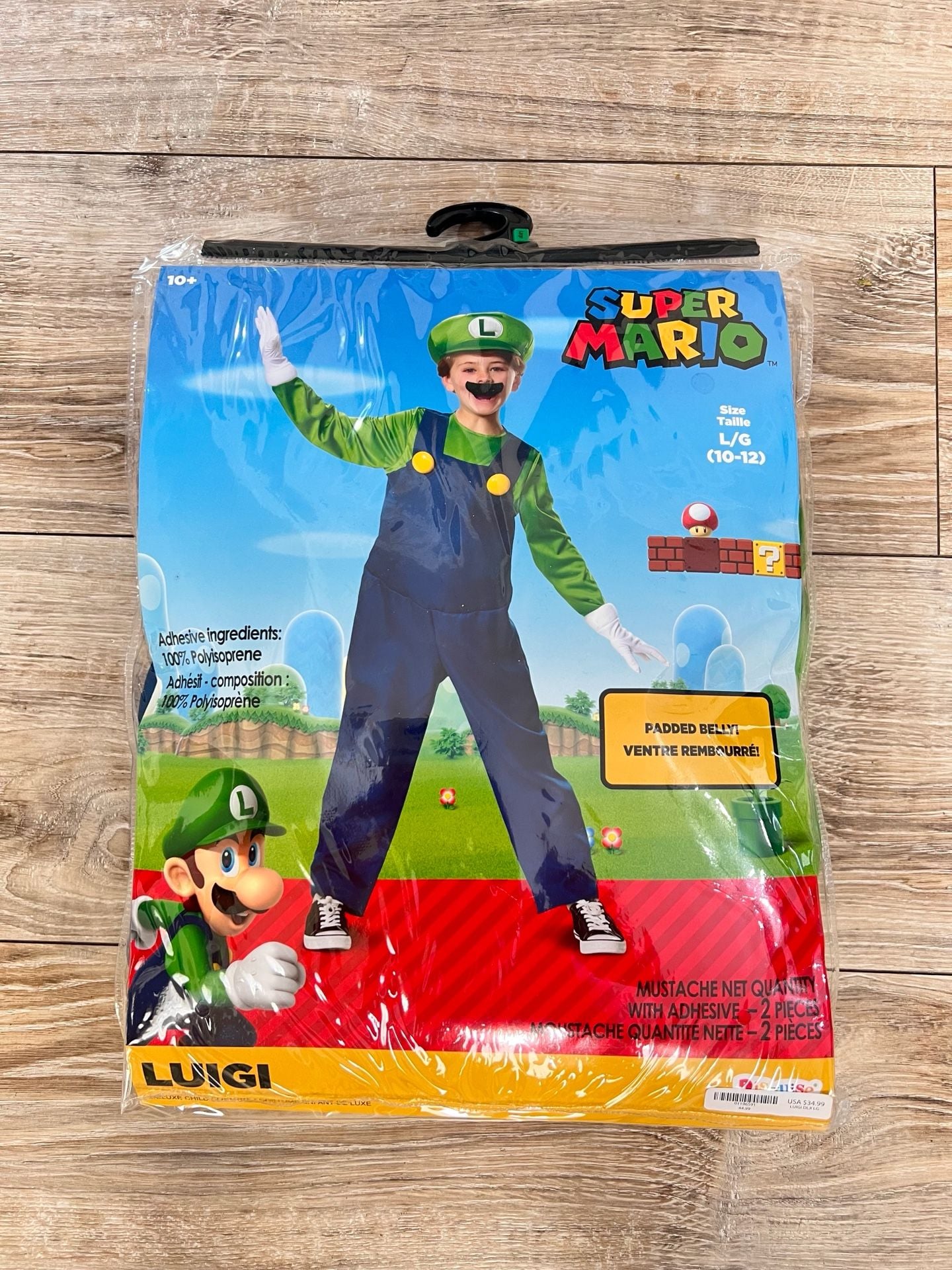 Disguise Super Mario Luigi Deluxe Costume Size L/G (10-12) Mustache Missing 1