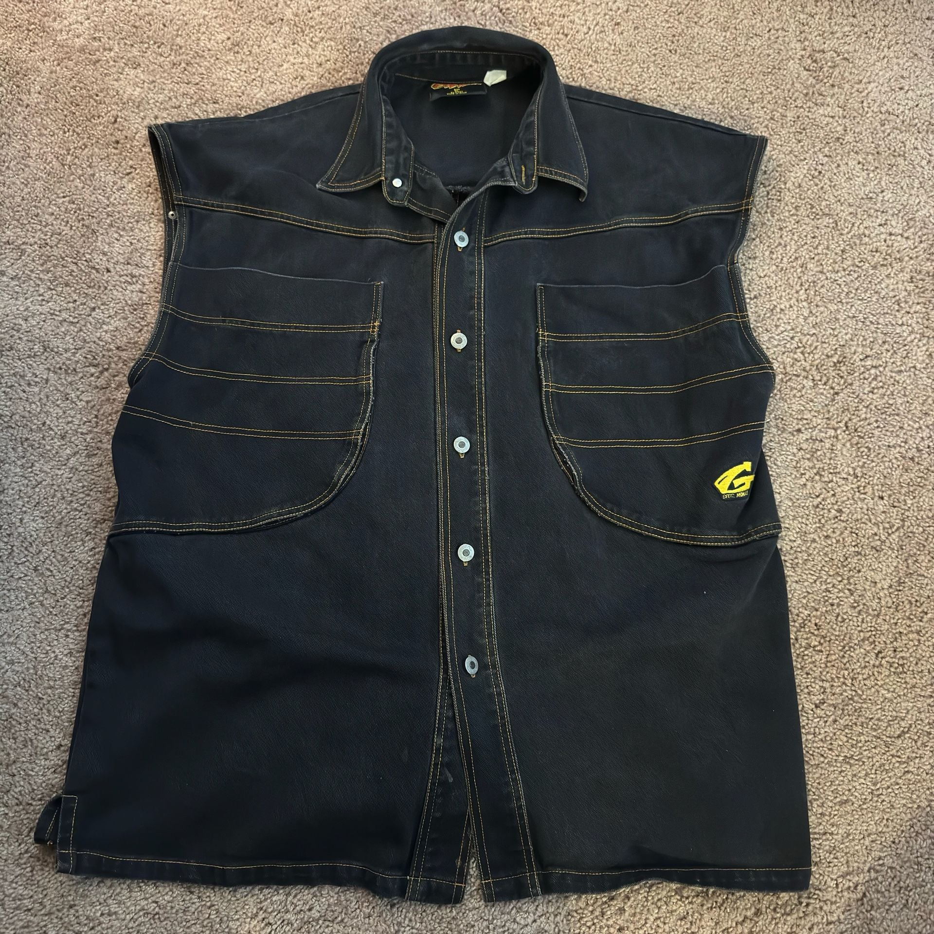 Vintage Geetz Monli Denim Vest Size XL Black Button Up Jacket 2