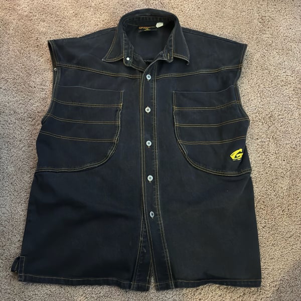 Vintage Geetz Monli Denim Vest Size XL Black Button Up Jacket