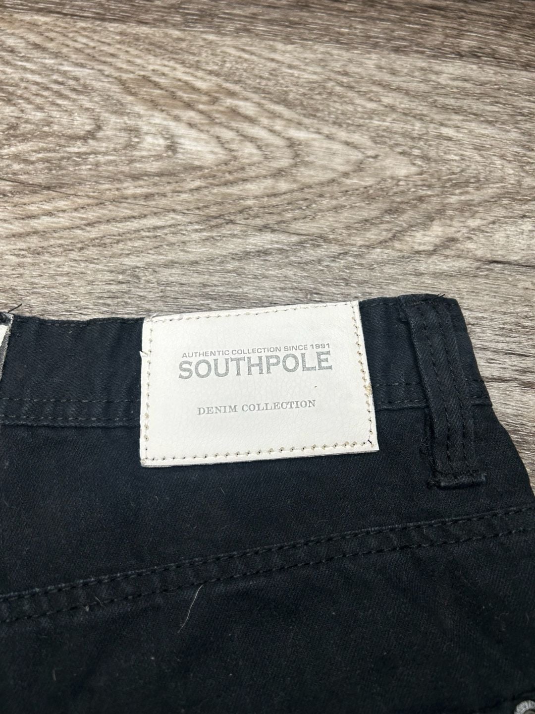 Southpole Denim Shorts Size 32 Black Distressed Patchwork Jorts 4