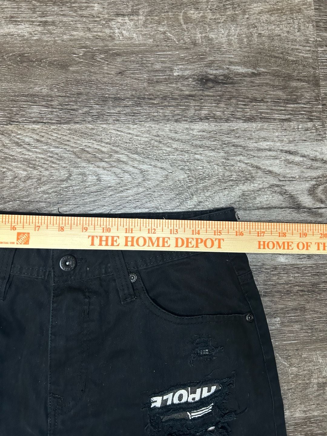 Southpole Denim Shorts Size 32 Black Distressed Patchwork Jorts 7