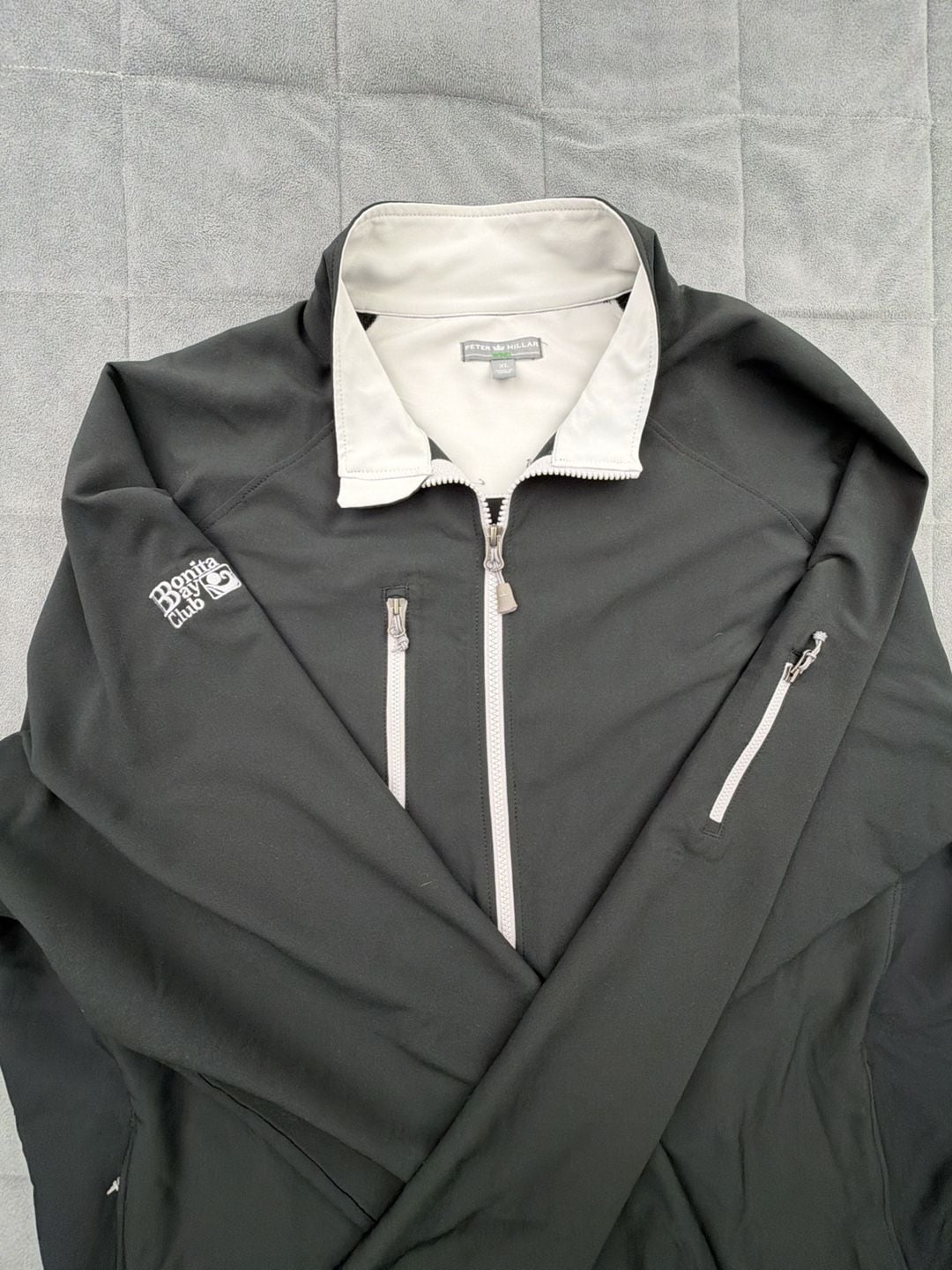 Peter Millar Full Zip Jacket XL Bonita Bay Club Black Golf Windbreaker 2