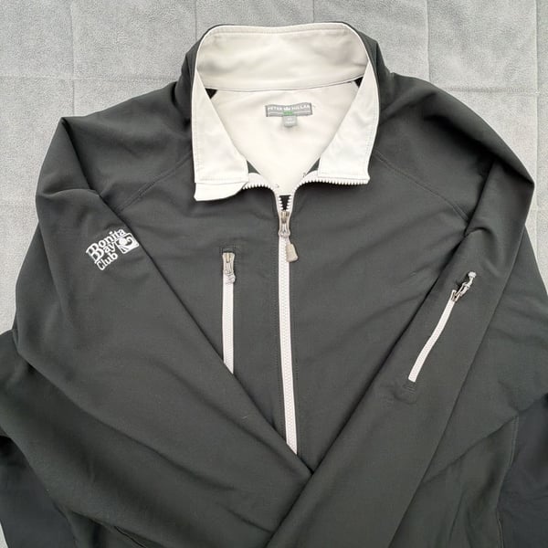 Peter Millar Full Zip Jacket XL Bonita Bay Club Black Golf Windbreaker