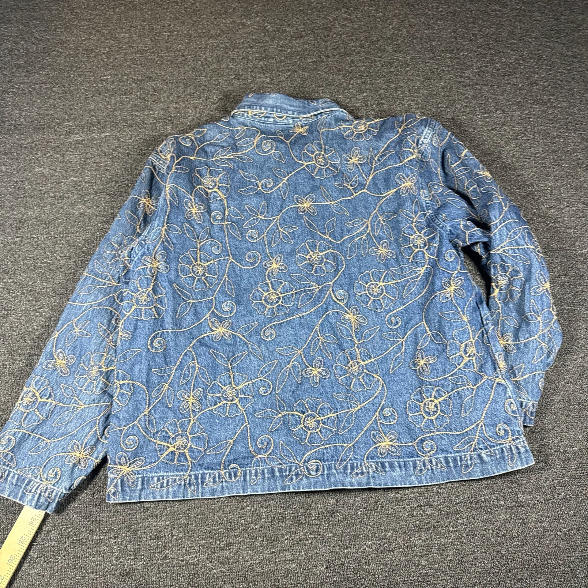 New Direction Floral Embroidered Denim Jacket 7