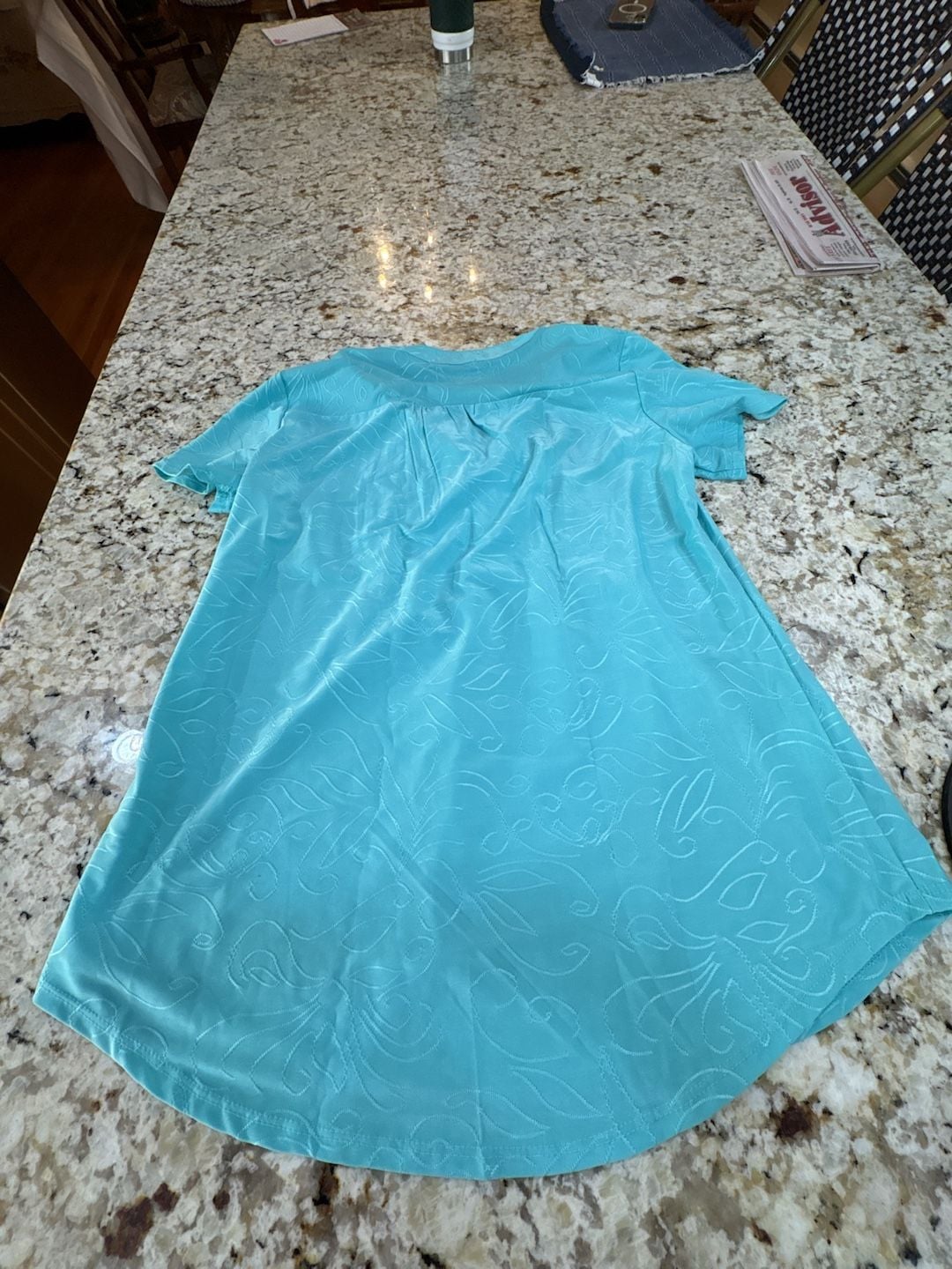 Notations Short Sleeve Embroidered Yoke Blouse Size S Turquoise 8
