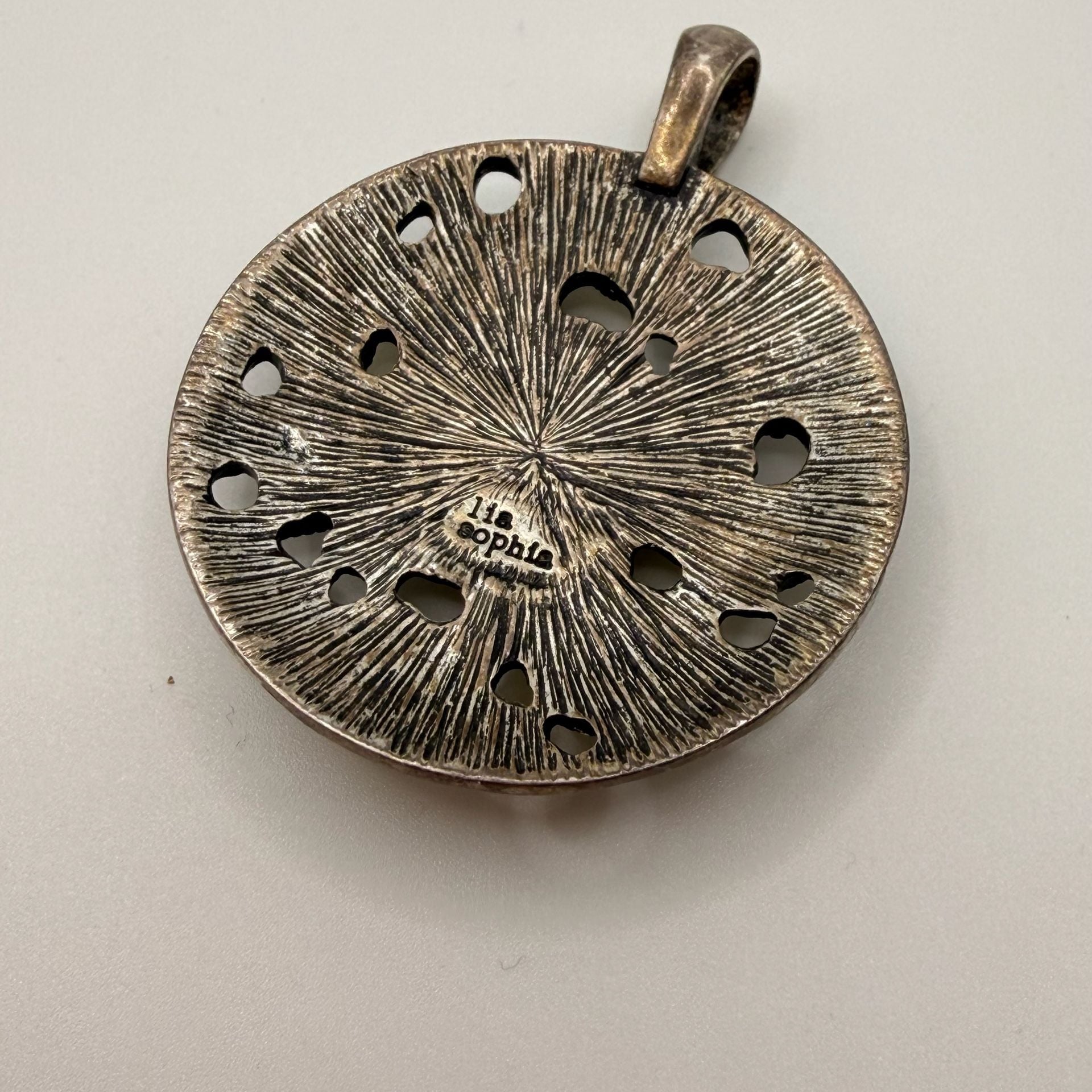 Lia Sophia Round Pendant Yellow Rhinestone Silver Tone 3