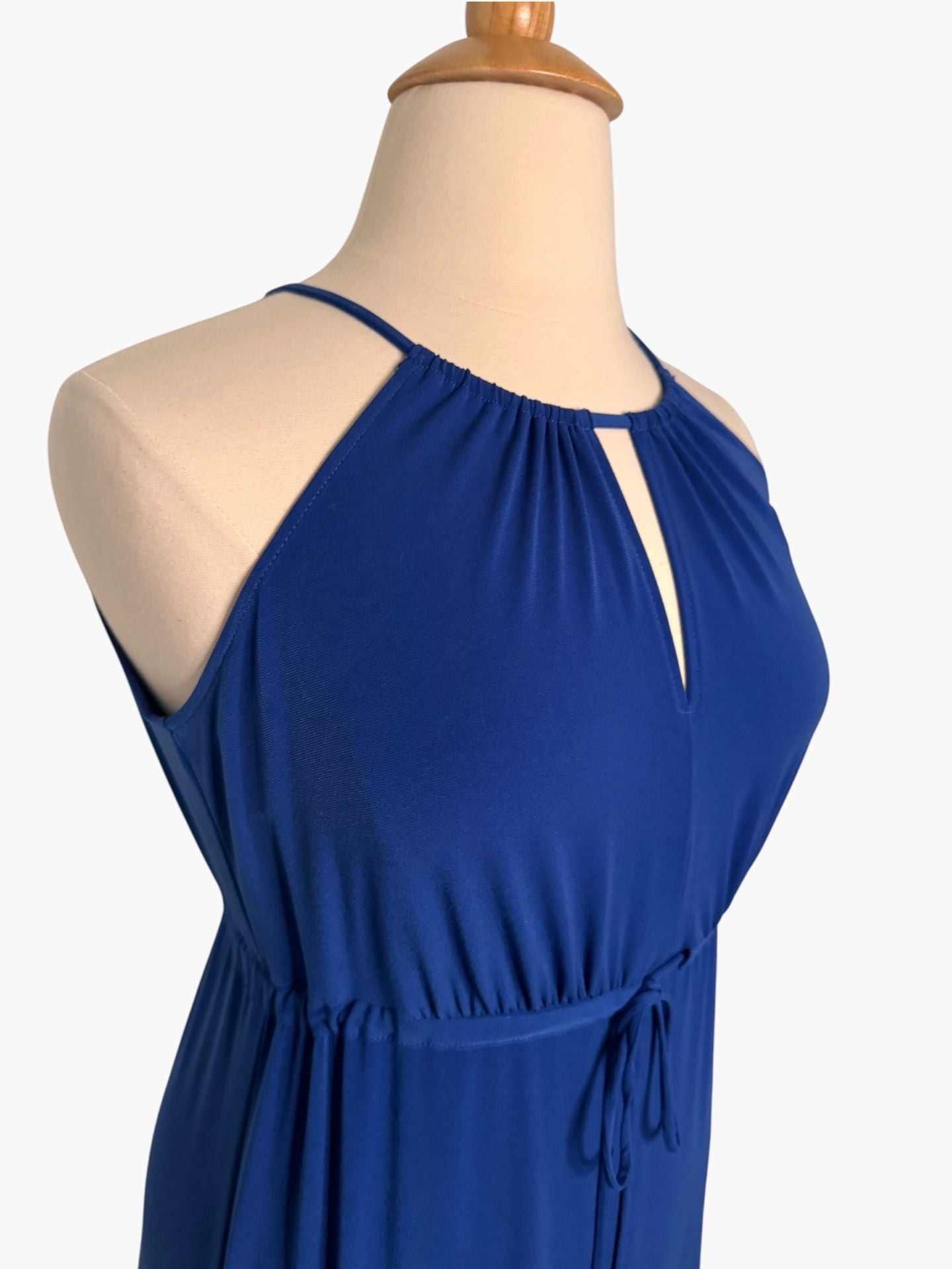 Boston Proper Halter Maxi Dress Size 12 CobaltBlue White Colorblock 5