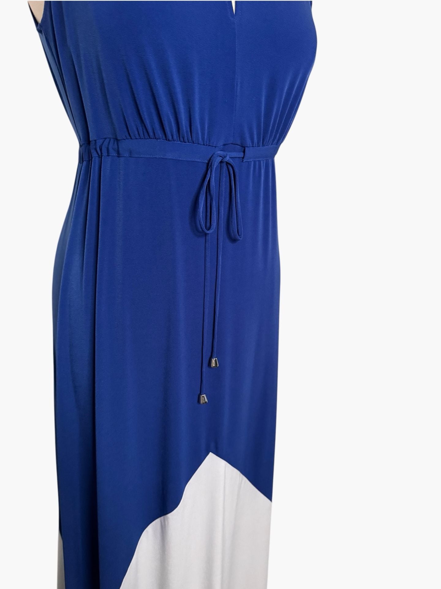 Boston Proper Halter Maxi Dress Size 12 CobaltBlue White Colorblock 7