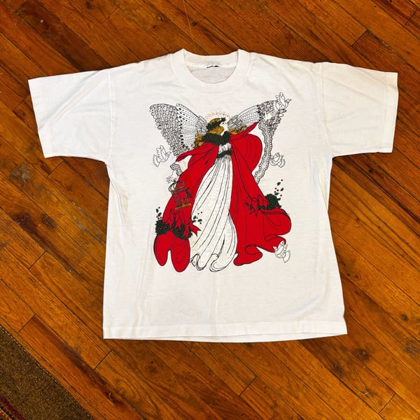 Vintage Delta Christmas Angel Graphic T-Shirt White Art Print