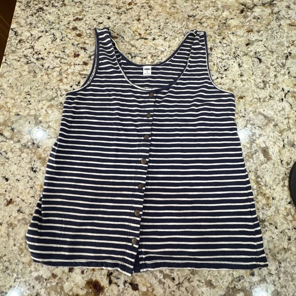 Old Navy Striped Button Thru Tank Top Size XS Navy White