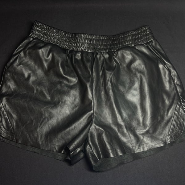 ee:some Black Faux Leather Pull-On Shorts Size L