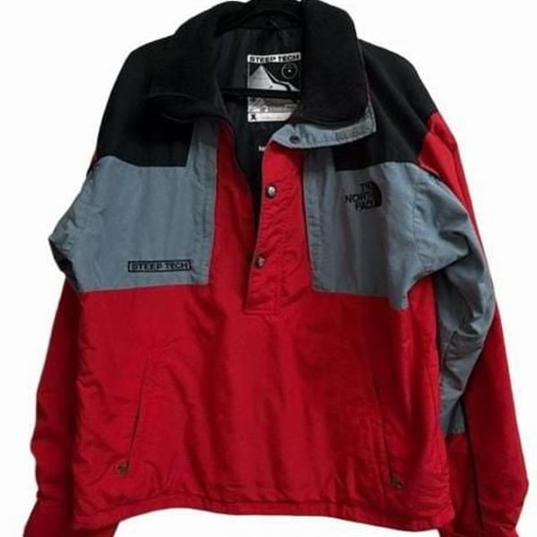 The North Face Steep Tech Pullover Jacket Size L Red Black Gray
